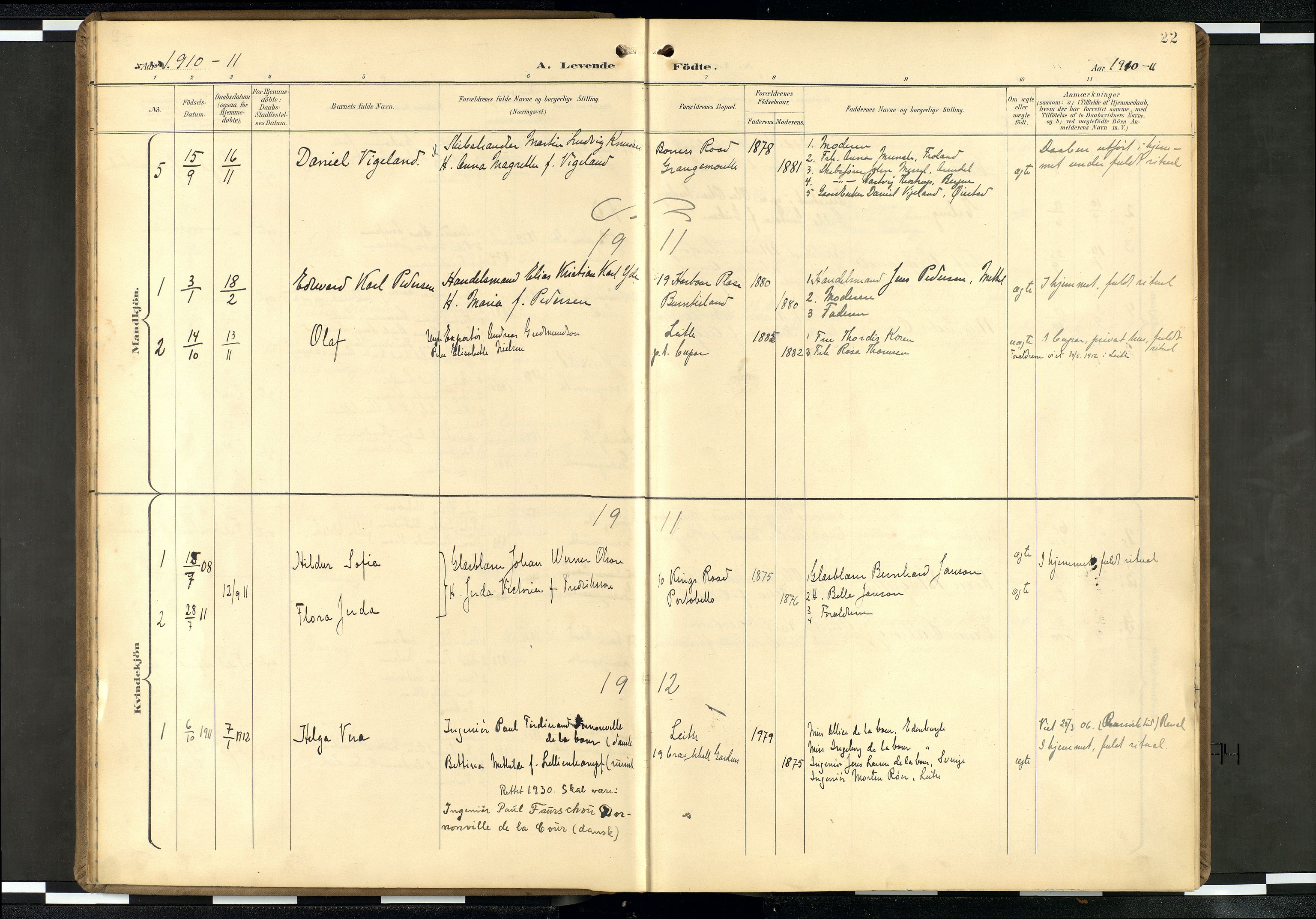 Den norske sjømannsmisjon i utlandet/Skotske havner (Leith, Glasgow), SAB/SAB/PA-0100/H/Ha/Haa/L0004: Ministerialbok nr. A 4, 1899-1949, s. 21b-22a