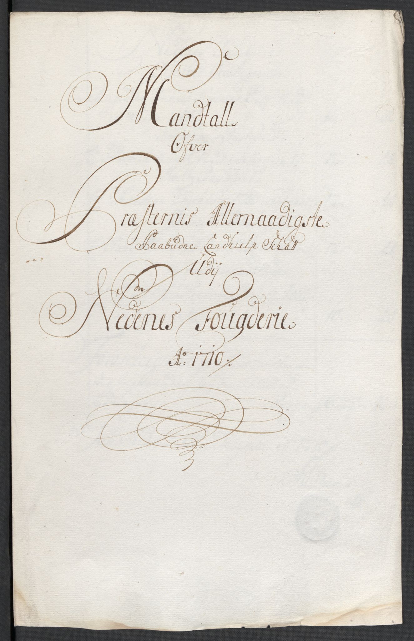 Rentekammeret inntil 1814, Reviderte regnskaper, Fogderegnskap, RA/EA-4092/R39/L2319: Fogderegnskap Nedenes, 1710-1711, s. 55