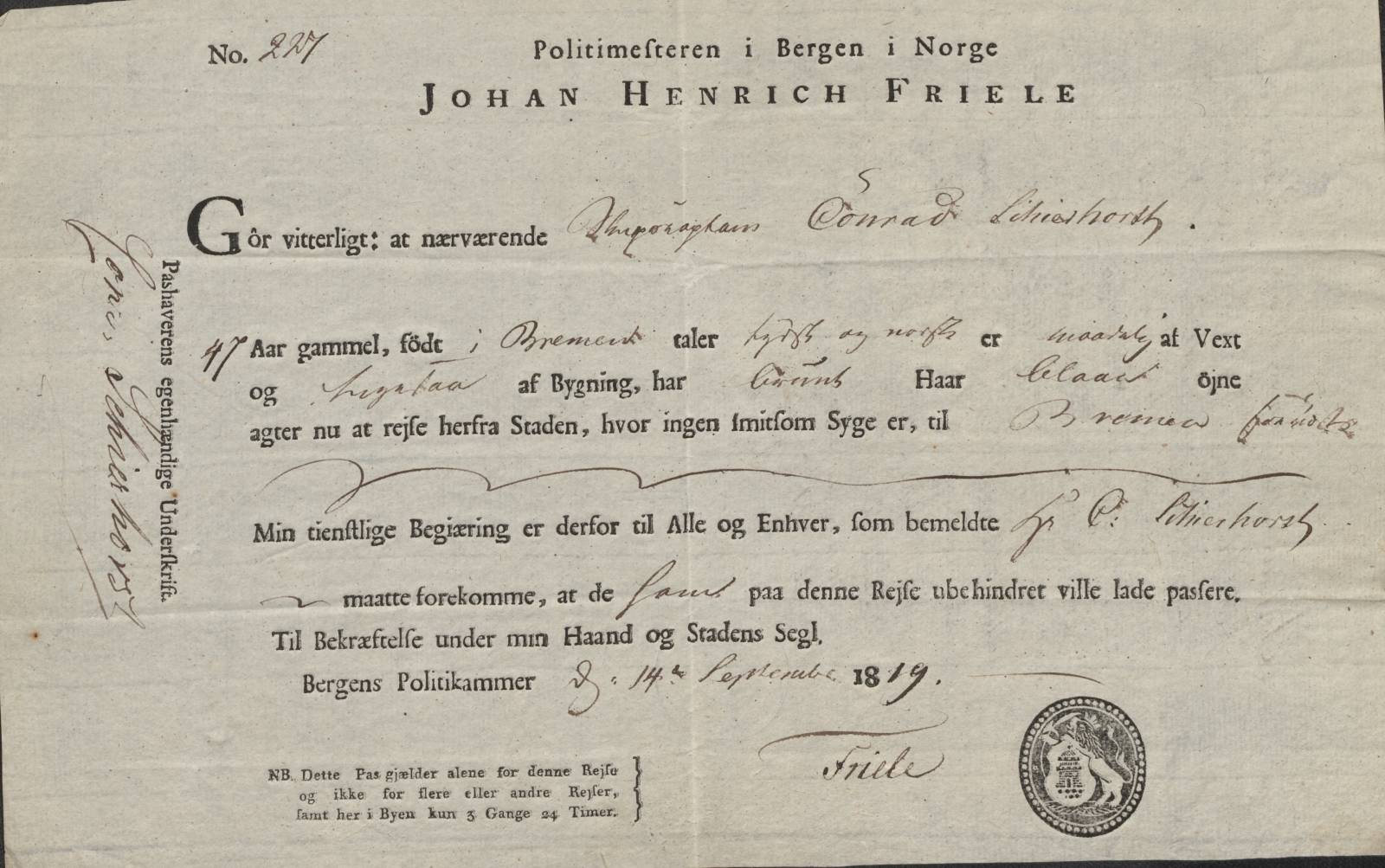 Bergen politikammer / politidistrikt, AV/SAB-A-60401/L.b, 1816-1822, s. 18