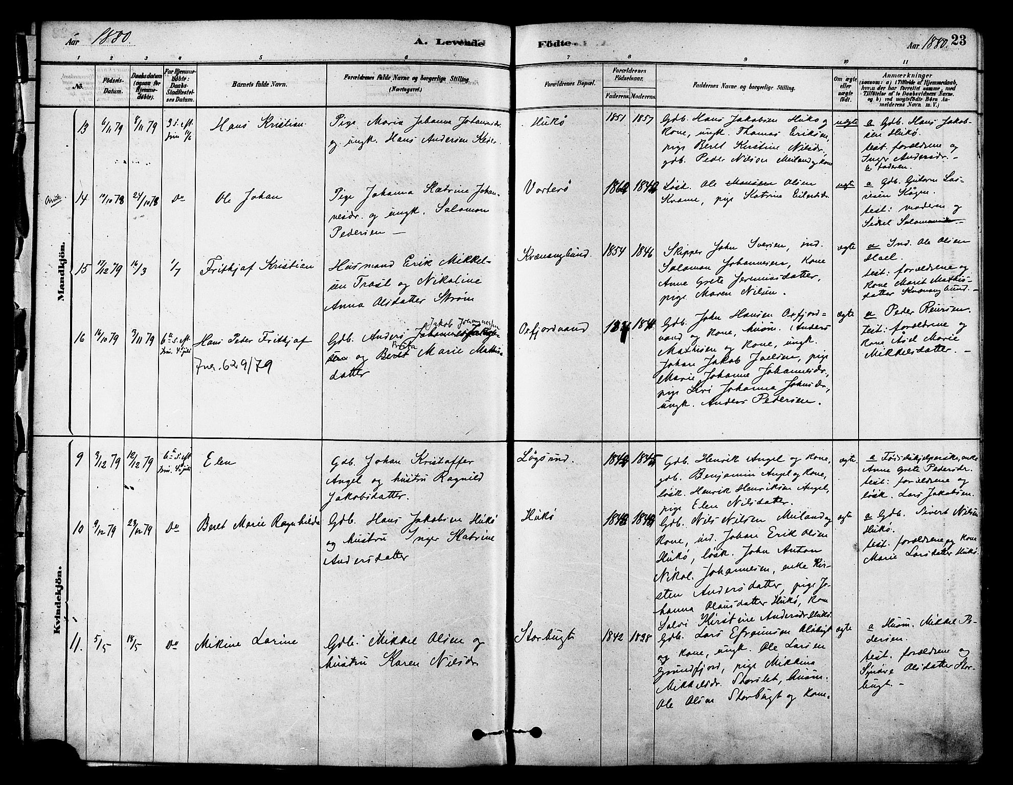 Skjervøy sokneprestkontor, AV/SATØ-S-1300/H/Ha/Haa/L0009kirke: Ministerialbok nr. 9, 1878-1887, s. 23
