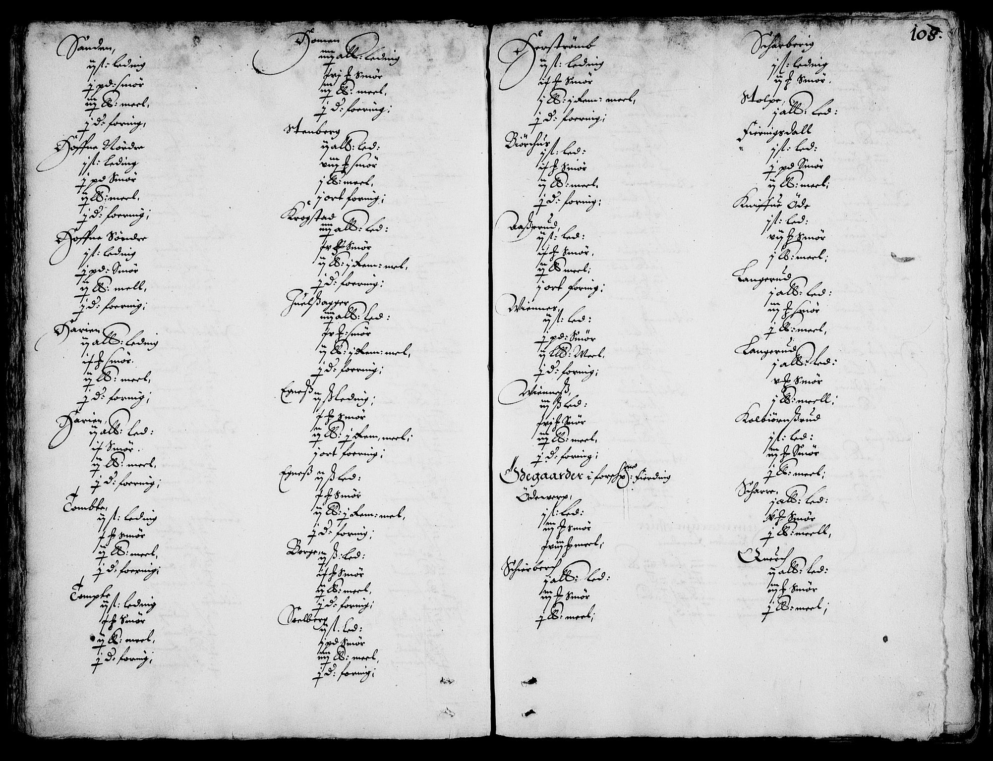 Rentekammeret inntil 1814, Realistisk ordnet avdeling, RA/EA-4070/On/L0001/0002: Statens gods / [Jj 2]: Jordebok og forklaring over atkomstene til Hannibal Sehesteds gods, 1651, s. 107b-108a