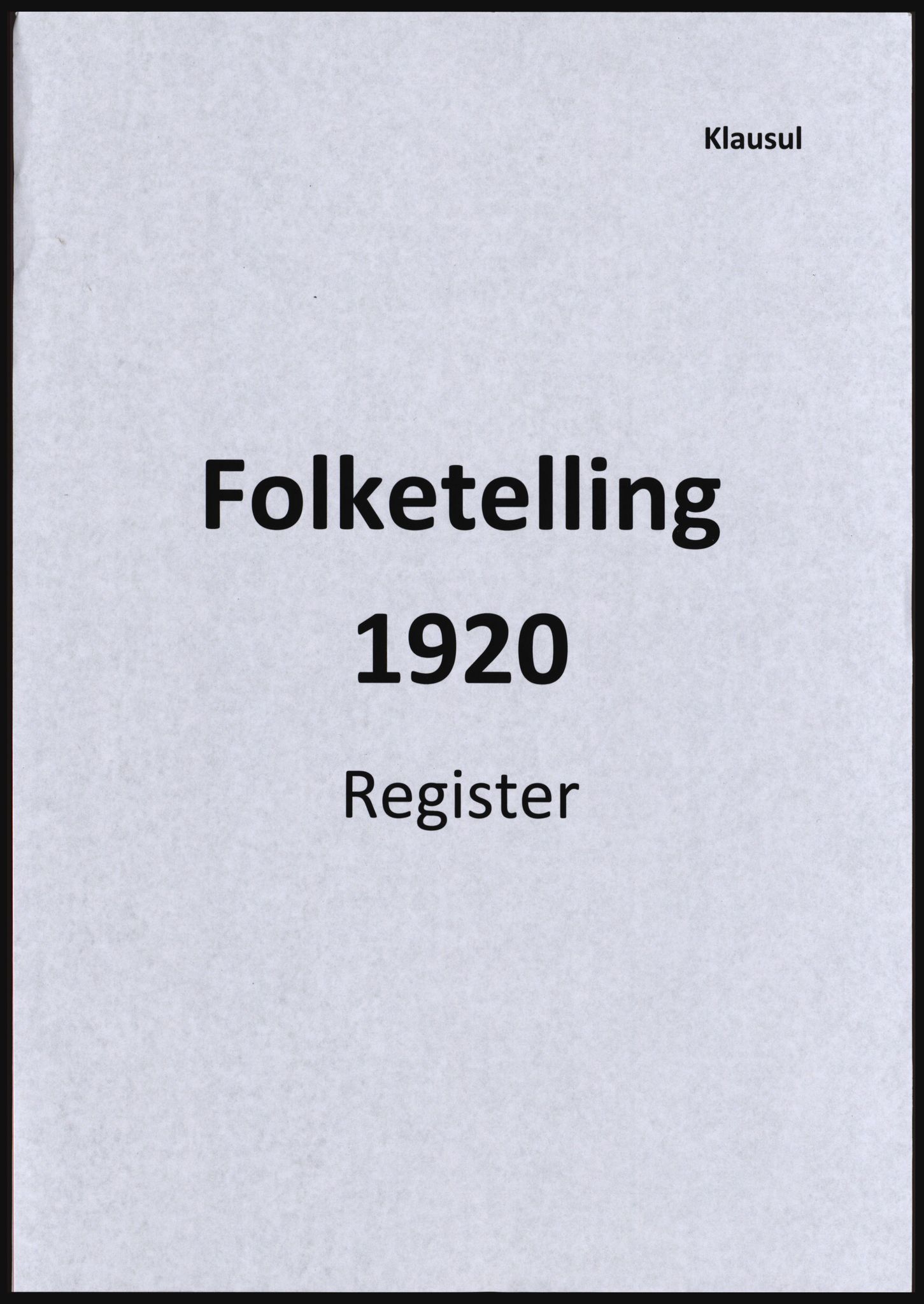 SAST, Avskrift av folketellingen 1920 for en del av Jæren, 1920, s. 1