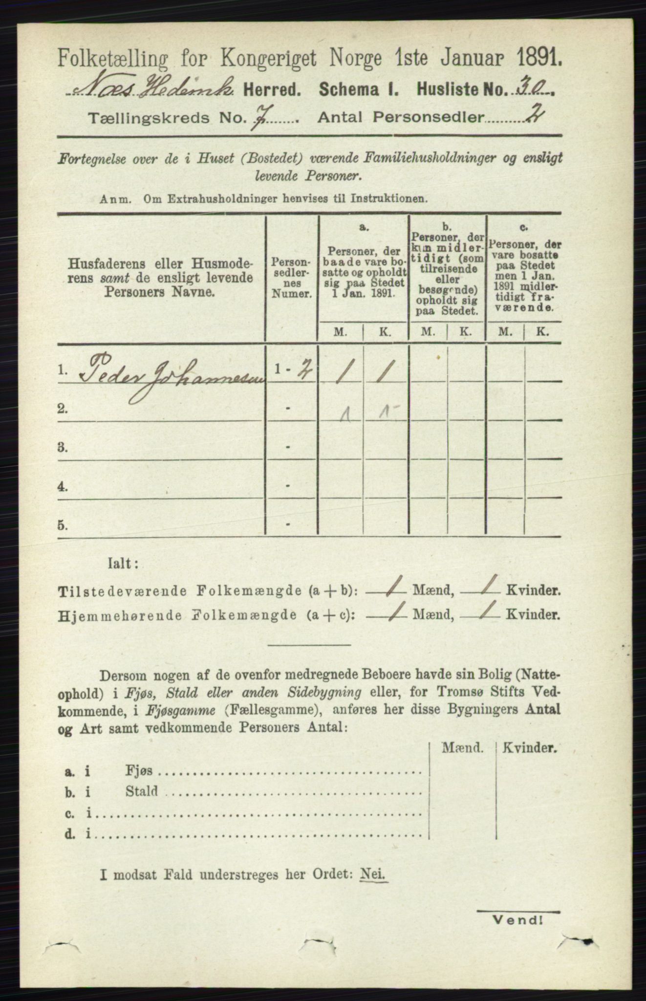 RA, Folketelling 1891 for 0411 Nes herred, 1891, s. 3858