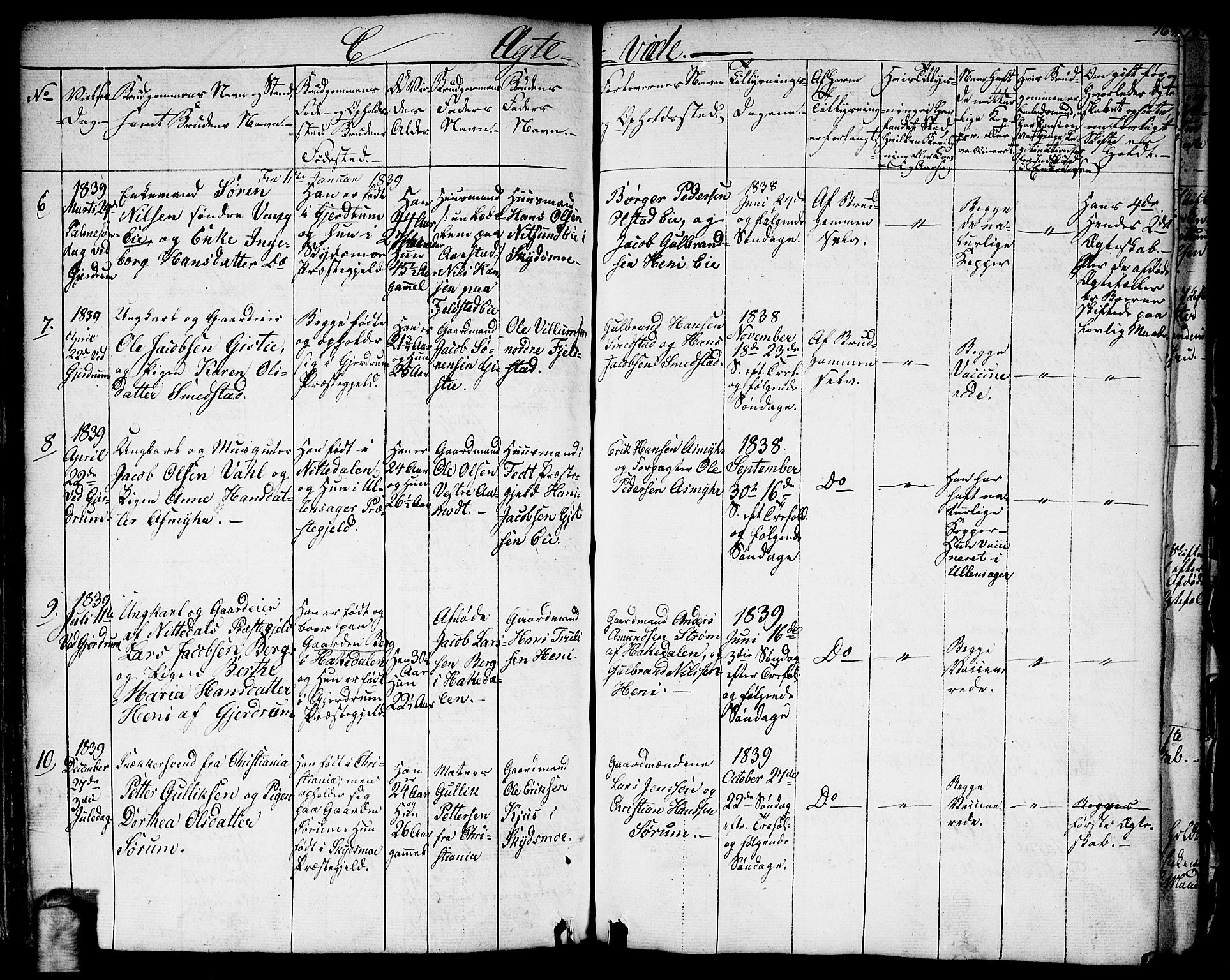Gjerdrum prestekontor Kirkebøker, AV/SAO-A-10412b/G/Ga/L0002: Klokkerbok nr. I 2, 1836-1850, s. 164
