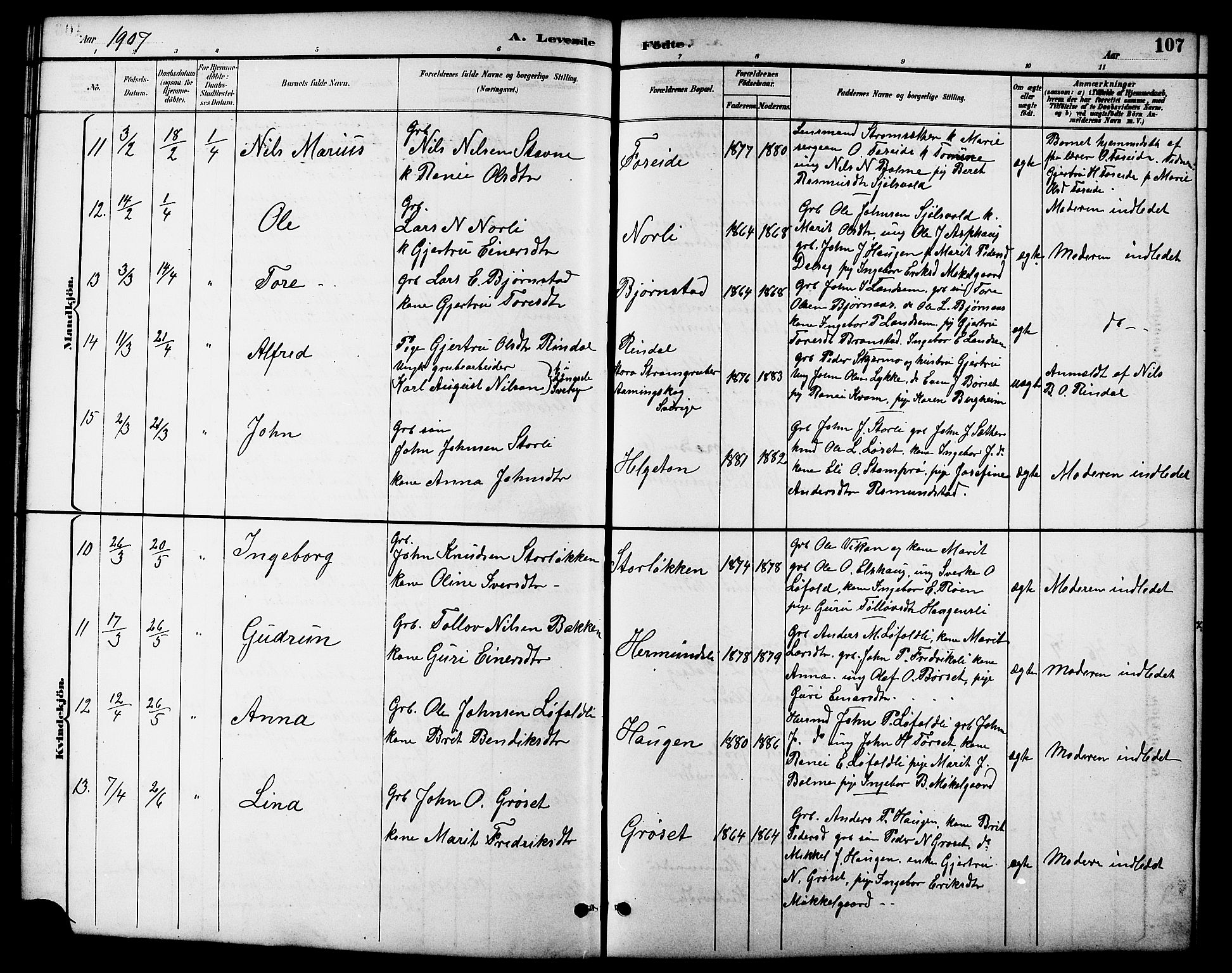 Ministerialprotokoller, klokkerbøker og fødselsregistre - Møre og Romsdal, AV/SAT-A-1454/598/L1078: Klokkerbok nr. 598C03, 1892-1909, s. 107
