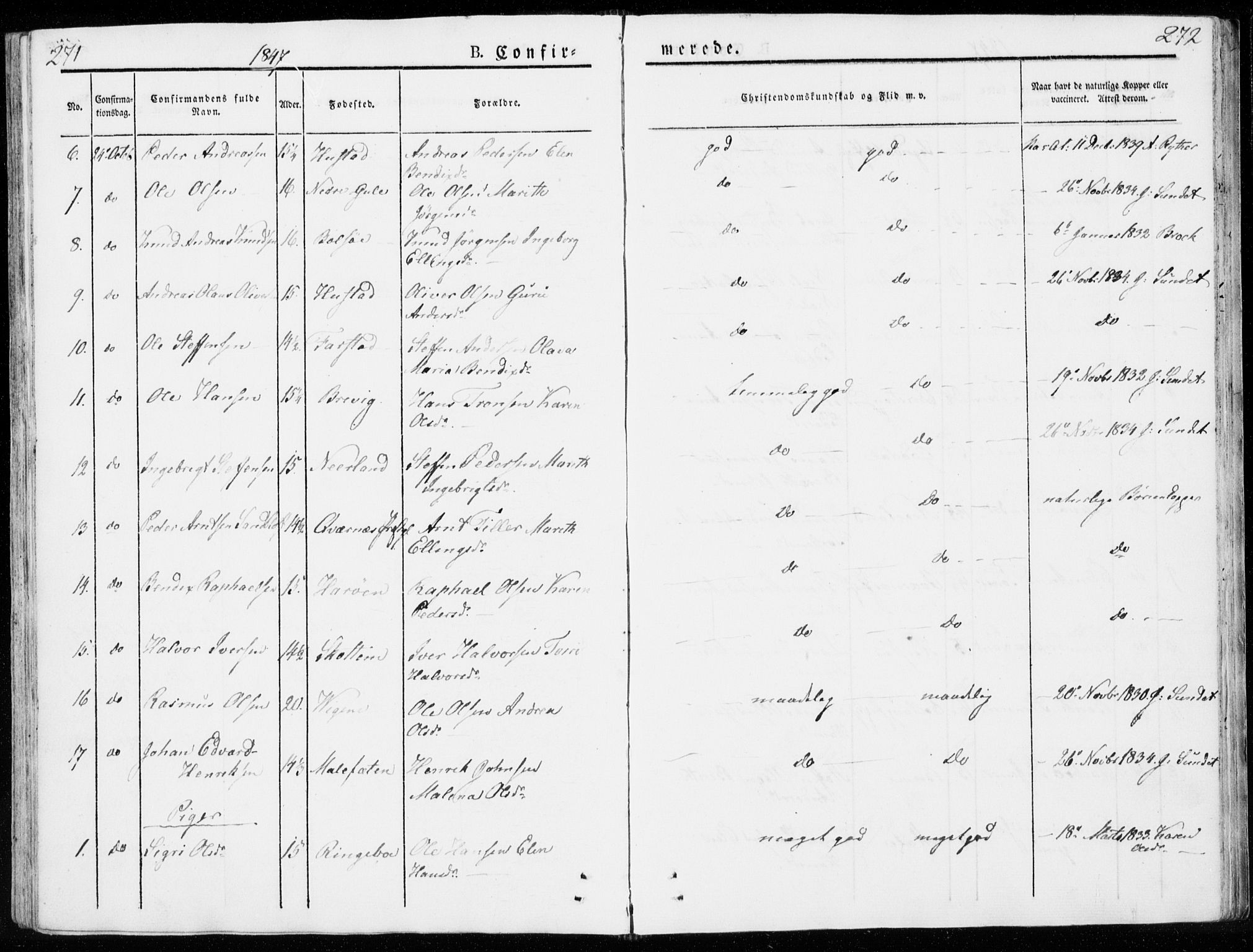 Ministerialprotokoller, klokkerbøker og fødselsregistre - Møre og Romsdal, AV/SAT-A-1454/566/L0766: Ministerialbok nr. 566A05, 1842-1851, s. 271-272