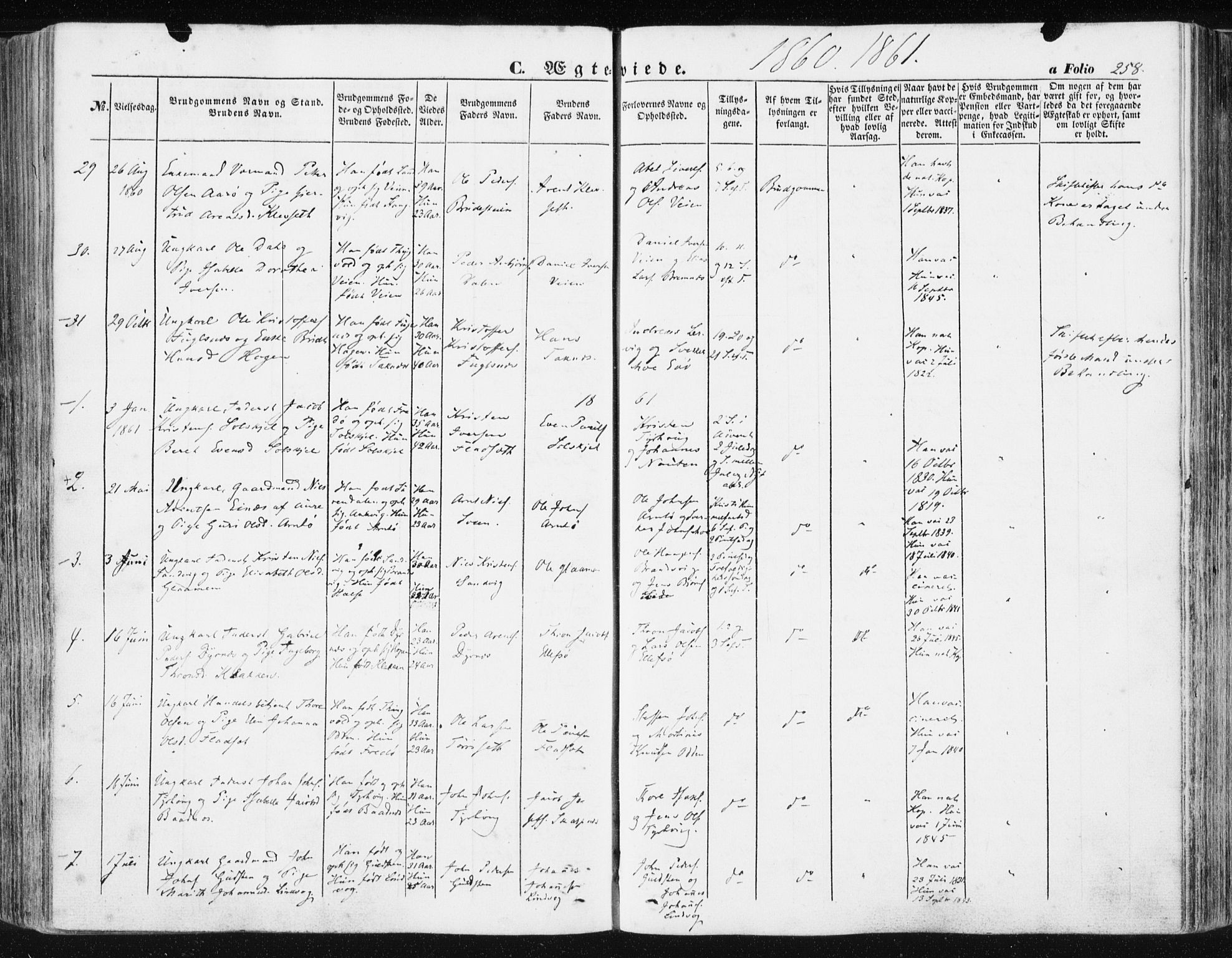 Ministerialprotokoller, klokkerbøker og fødselsregistre - Møre og Romsdal, AV/SAT-A-1454/581/L0937: Ministerialbok nr. 581A05, 1853-1872, s. 258