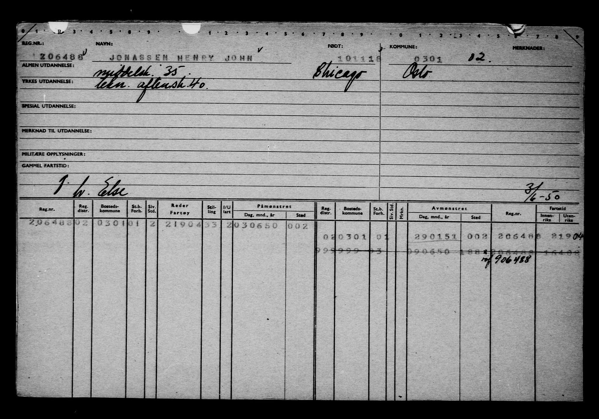 Direktoratet for sjømenn, AV/RA-S-3545/G/Gb/L0164: Hovedkort, 1918, s. 7