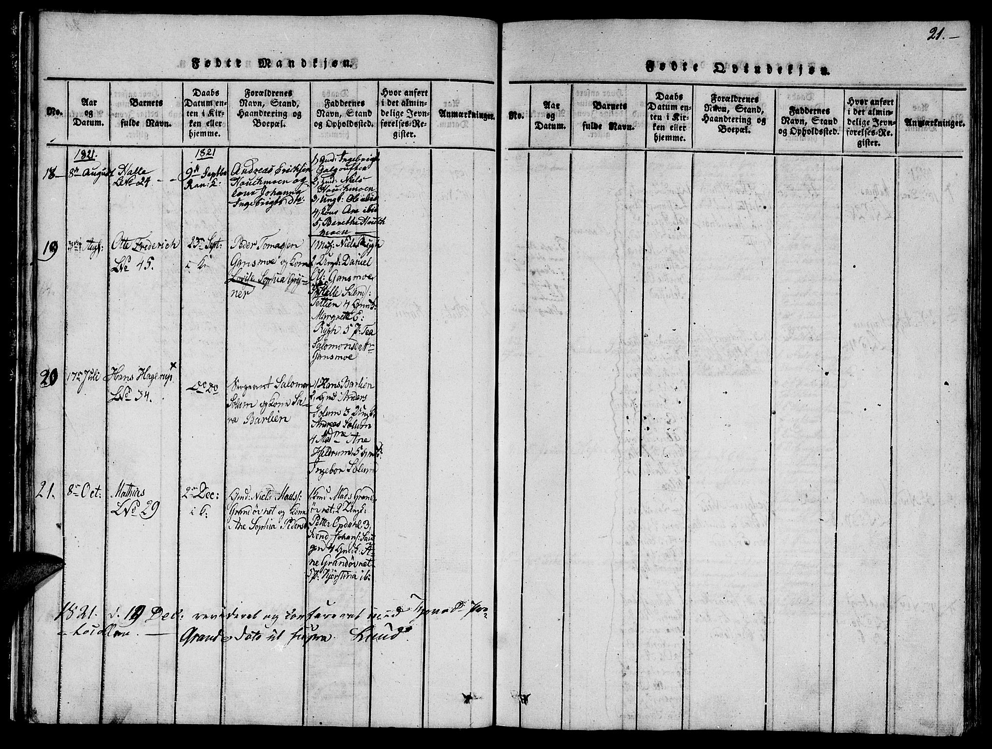 Ministerialprotokoller, klokkerbøker og fødselsregistre - Nord-Trøndelag, SAT/A-1458/764/L0559: Klokkerbok nr. 764C01, 1816-1824, s. 21