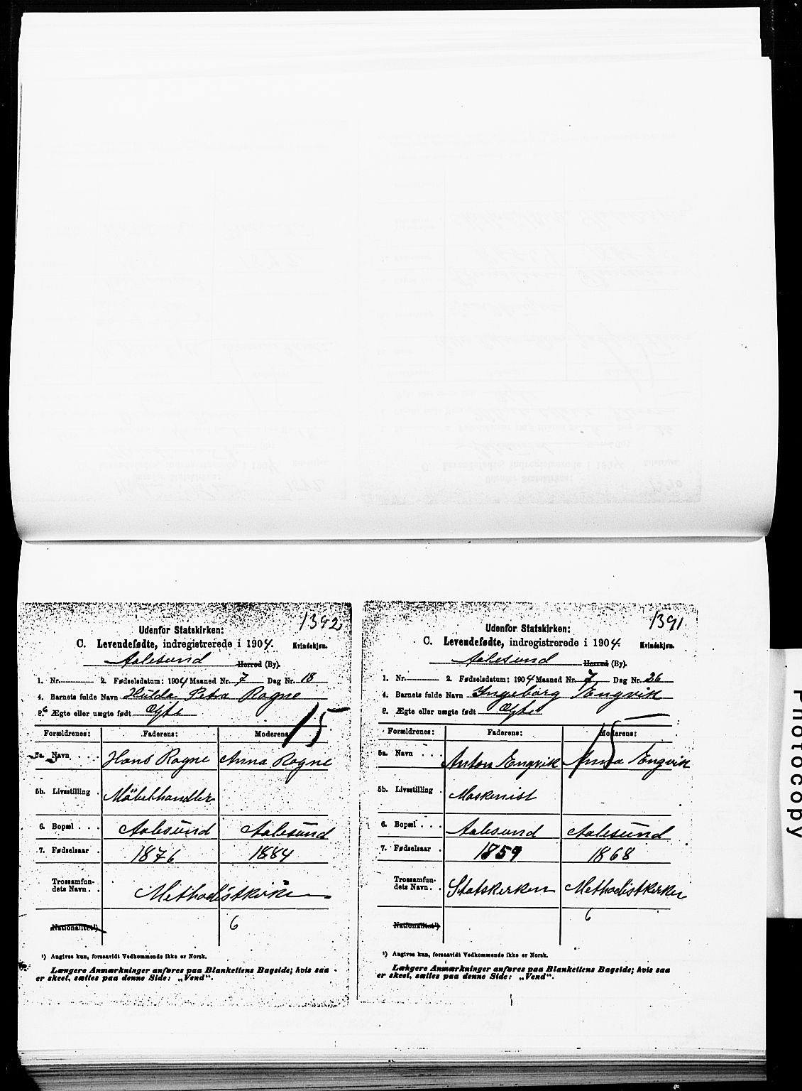 Ministerialprotokoller, klokkerbøker og fødselsregistre - Møre og Romsdal, SAT/A-1454/572/L0858: Ministerialbok nr. 572D02, 1903-1912