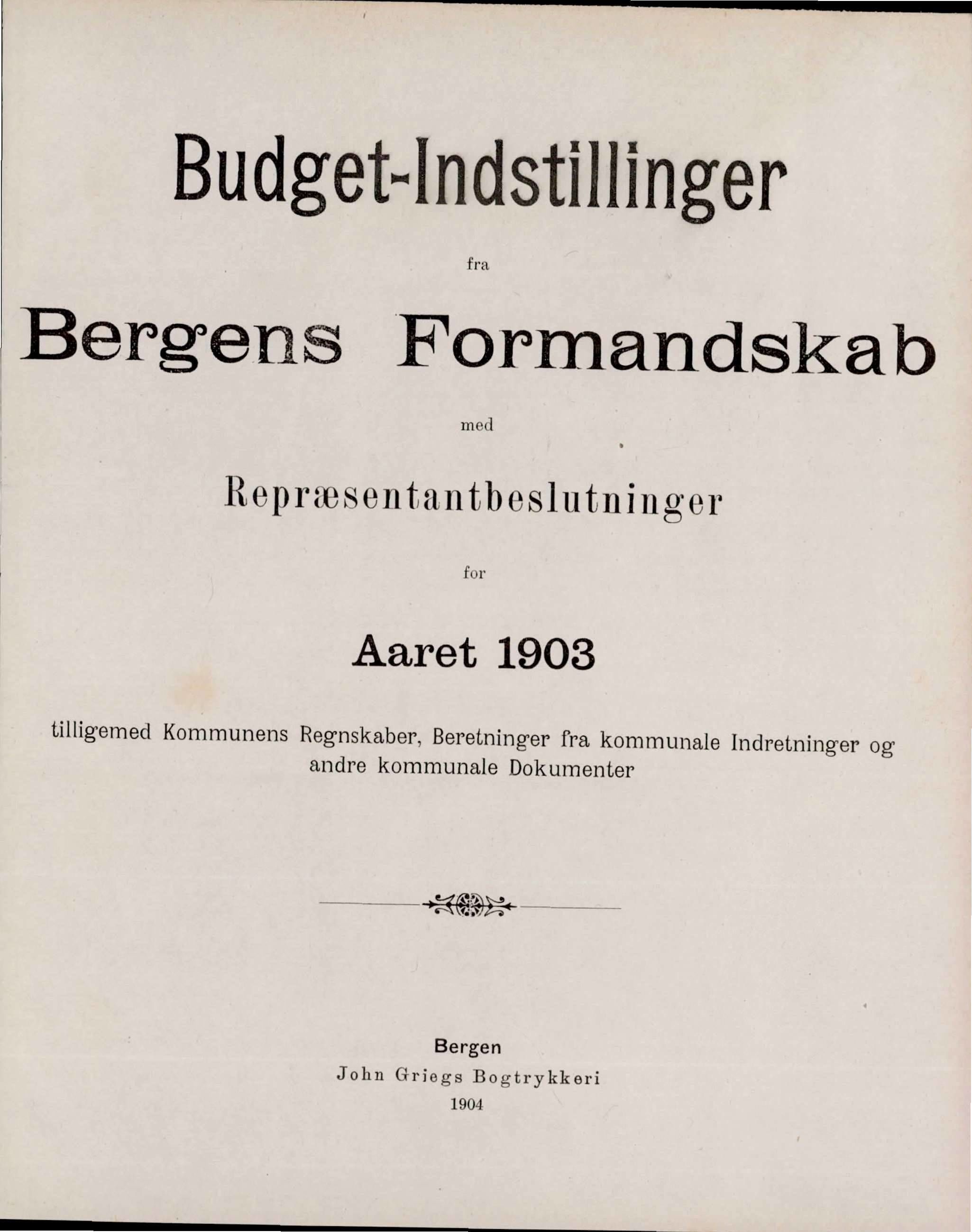 Bergen kommune. Formannskapet, BBA/A-0003/Ad/L0068: Bergens Kommuneforhandlinger, bind II, 1903