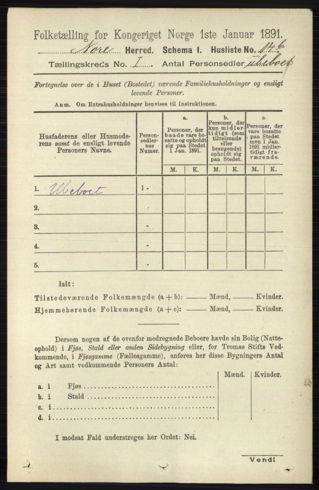 RA, Folketelling 1891 for 0633 Nore herred, 1891, s. 50