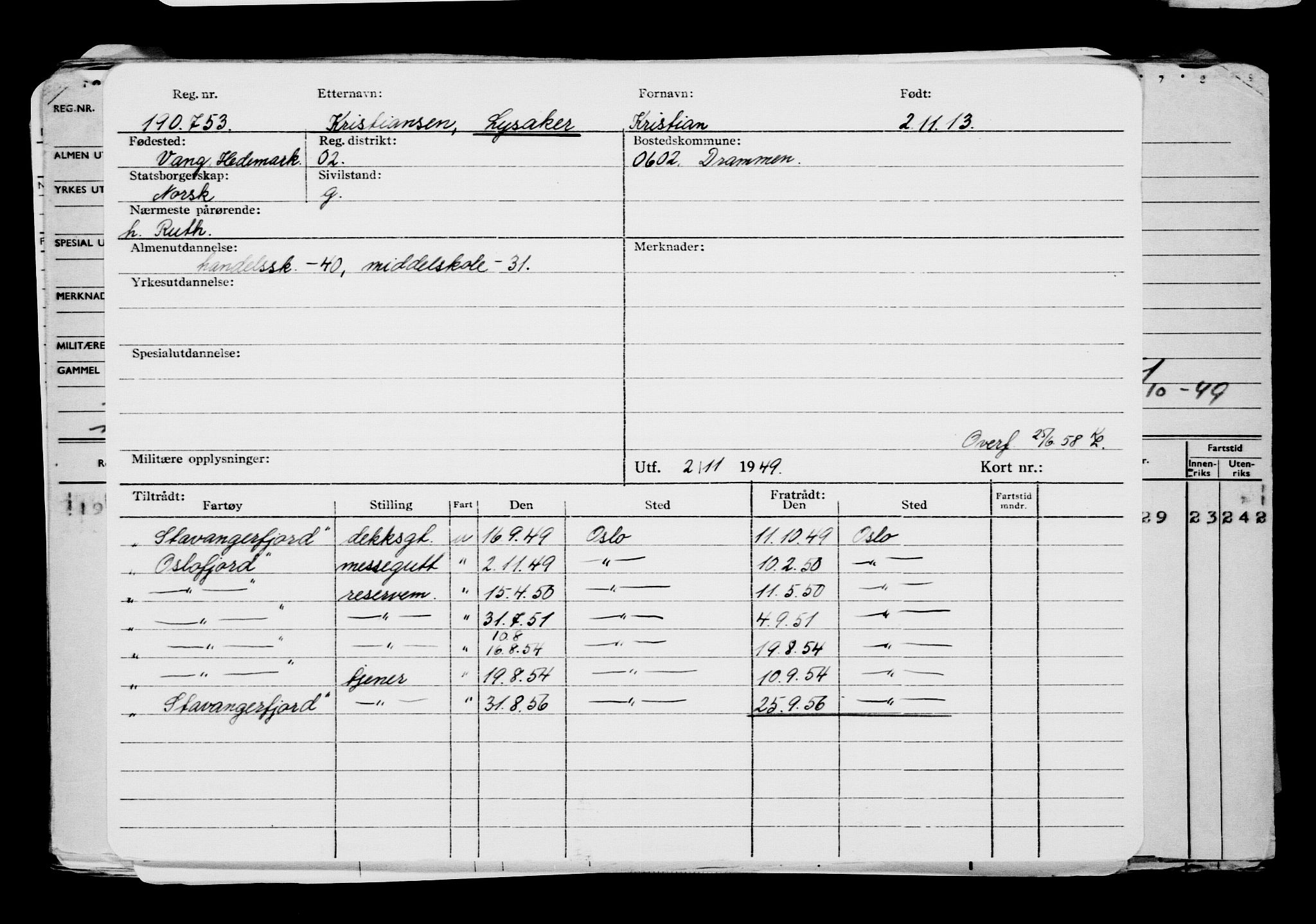 Direktoratet for sjømenn, AV/RA-S-3545/G/Gb/L0116: Hovedkort, 1913, s. 364