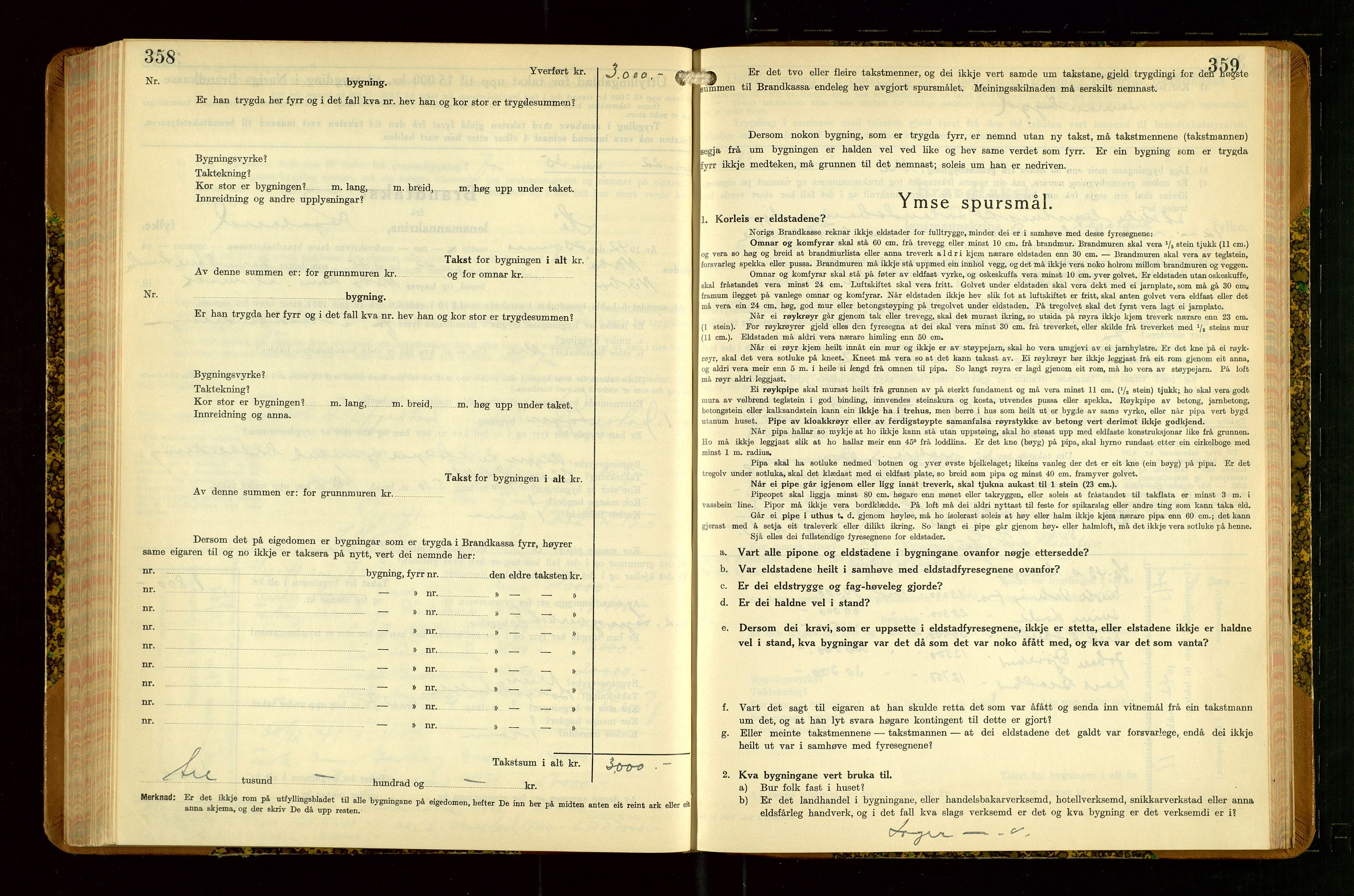 Hå lensmannskontor, SAST/A-100456/Goa/L0007: Takstprotokoll (skjema), 1938-1949, s. 358-359