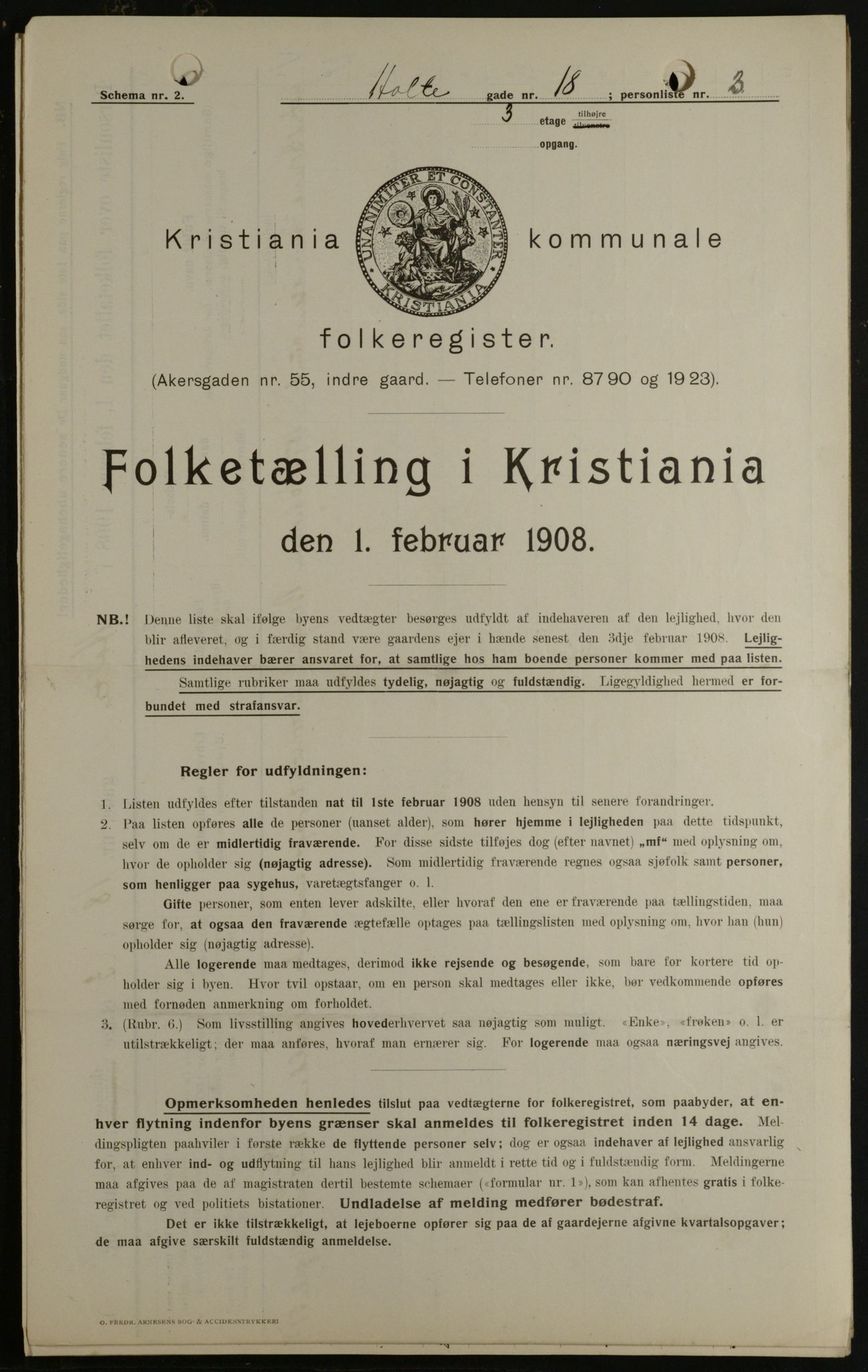 OBA, Kommunal folketelling 1.2.1908 for Kristiania kjøpstad, 1908, s. 37117