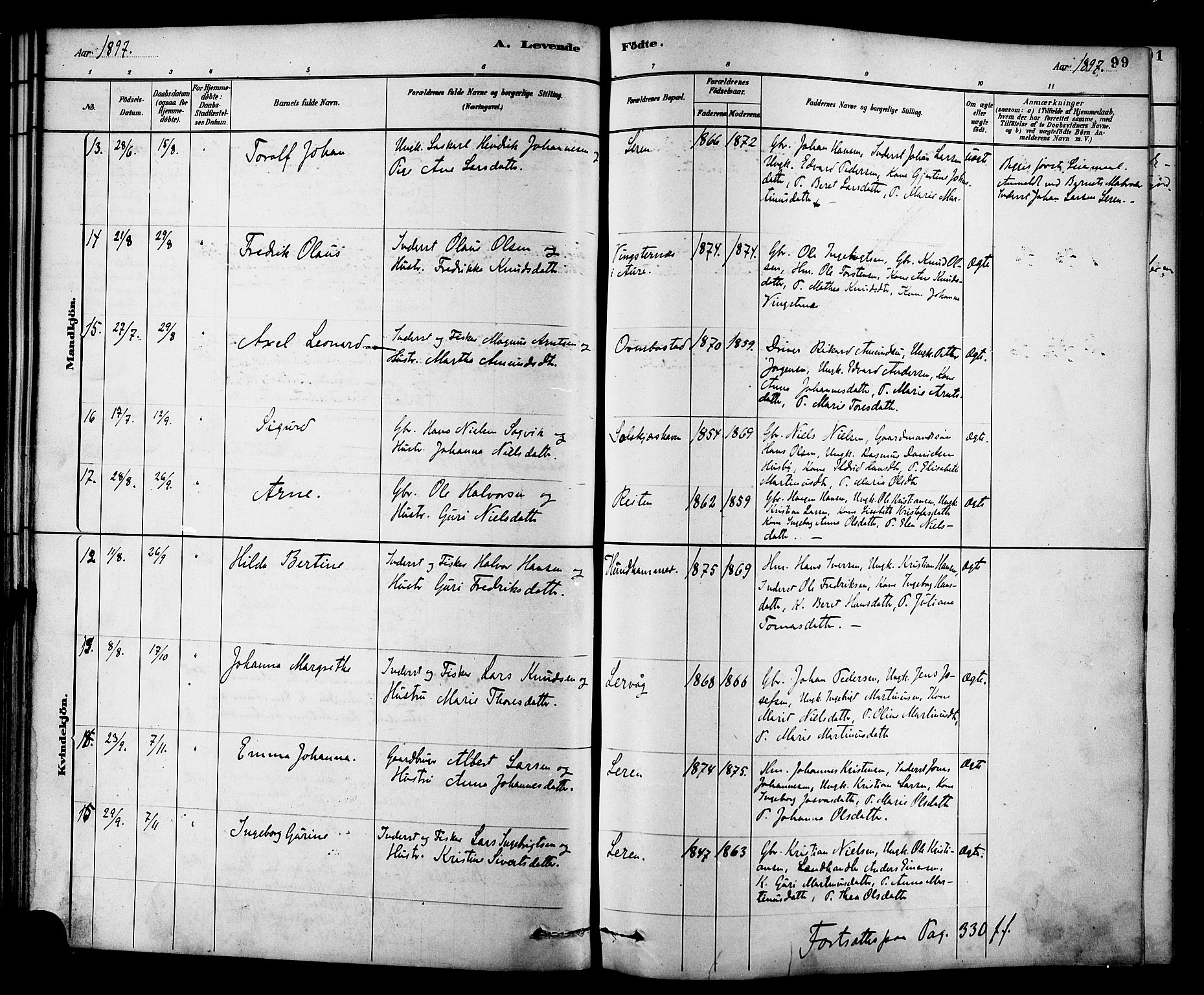 Ministerialprotokoller, klokkerbøker og fødselsregistre - Møre og Romsdal, AV/SAT-A-1454/577/L0896: Ministerialbok nr. 577A03, 1880-1898, s. 99