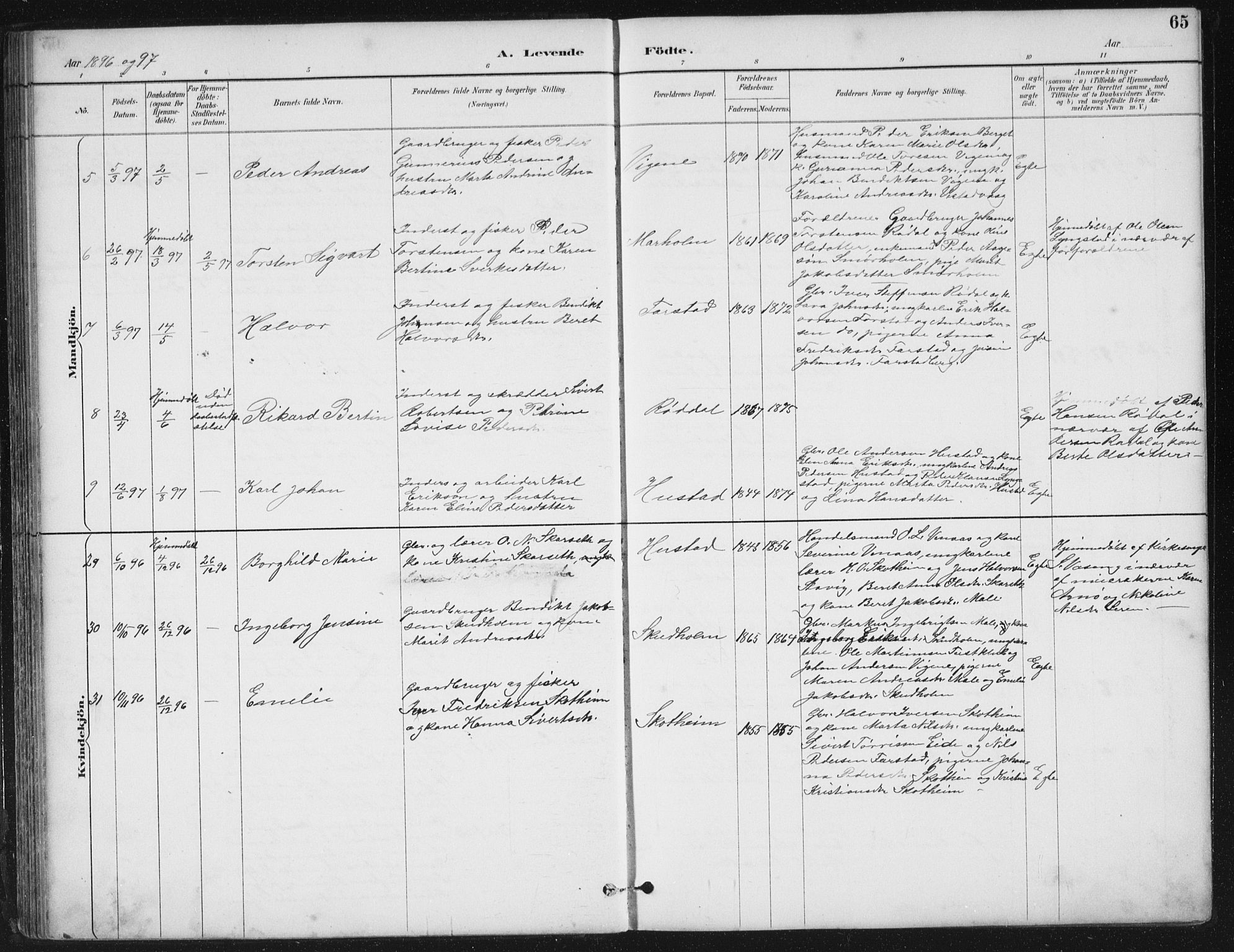 Ministerialprotokoller, klokkerbøker og fødselsregistre - Møre og Romsdal, SAT/A-1454/567/L0783: Klokkerbok nr. 567C03, 1887-1903, s. 65