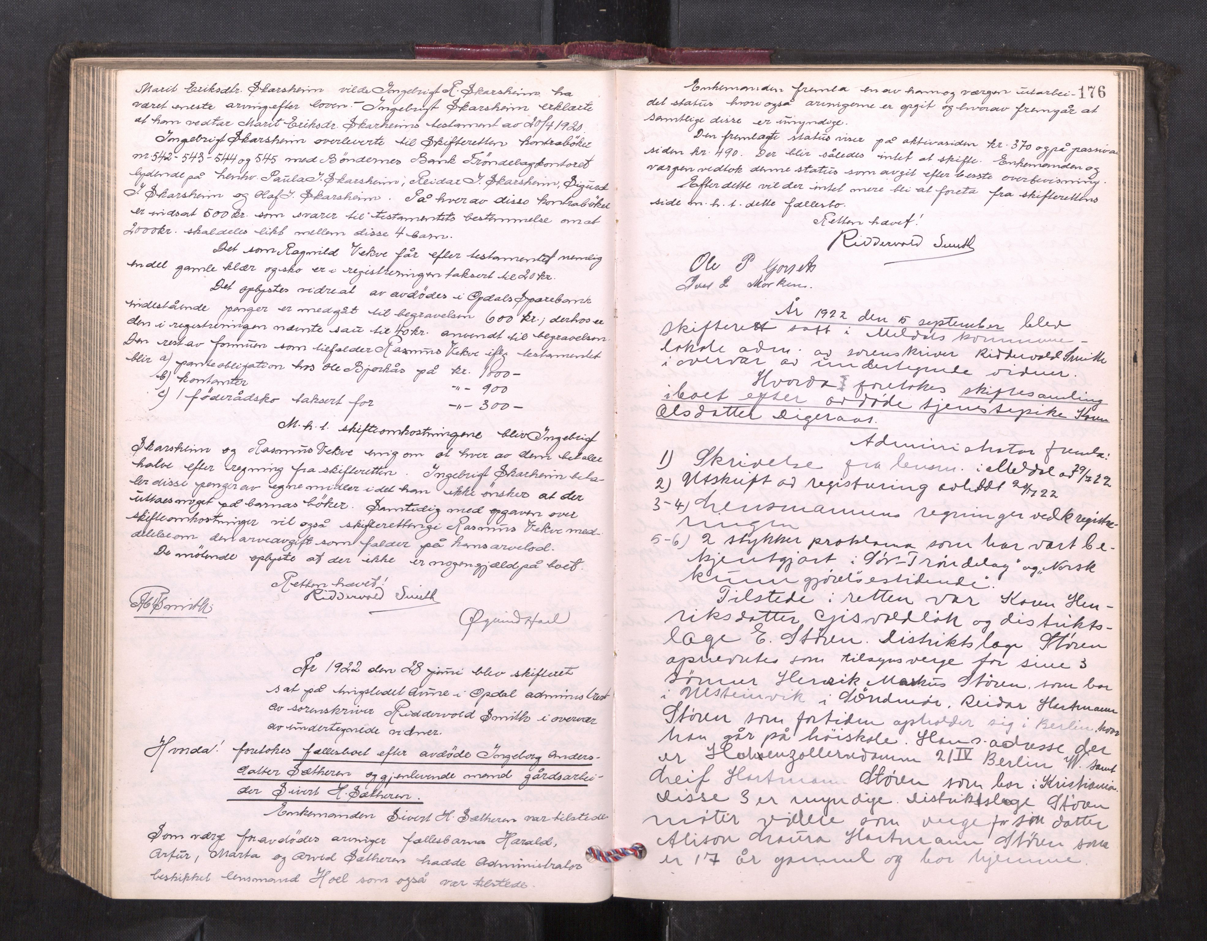 Orkdal sorenskriveri, AV/SAT-A-4169/1/3/3B/L0013: Skiftebehandlingsprotokoll, 1914-1925, s. 175b-176a