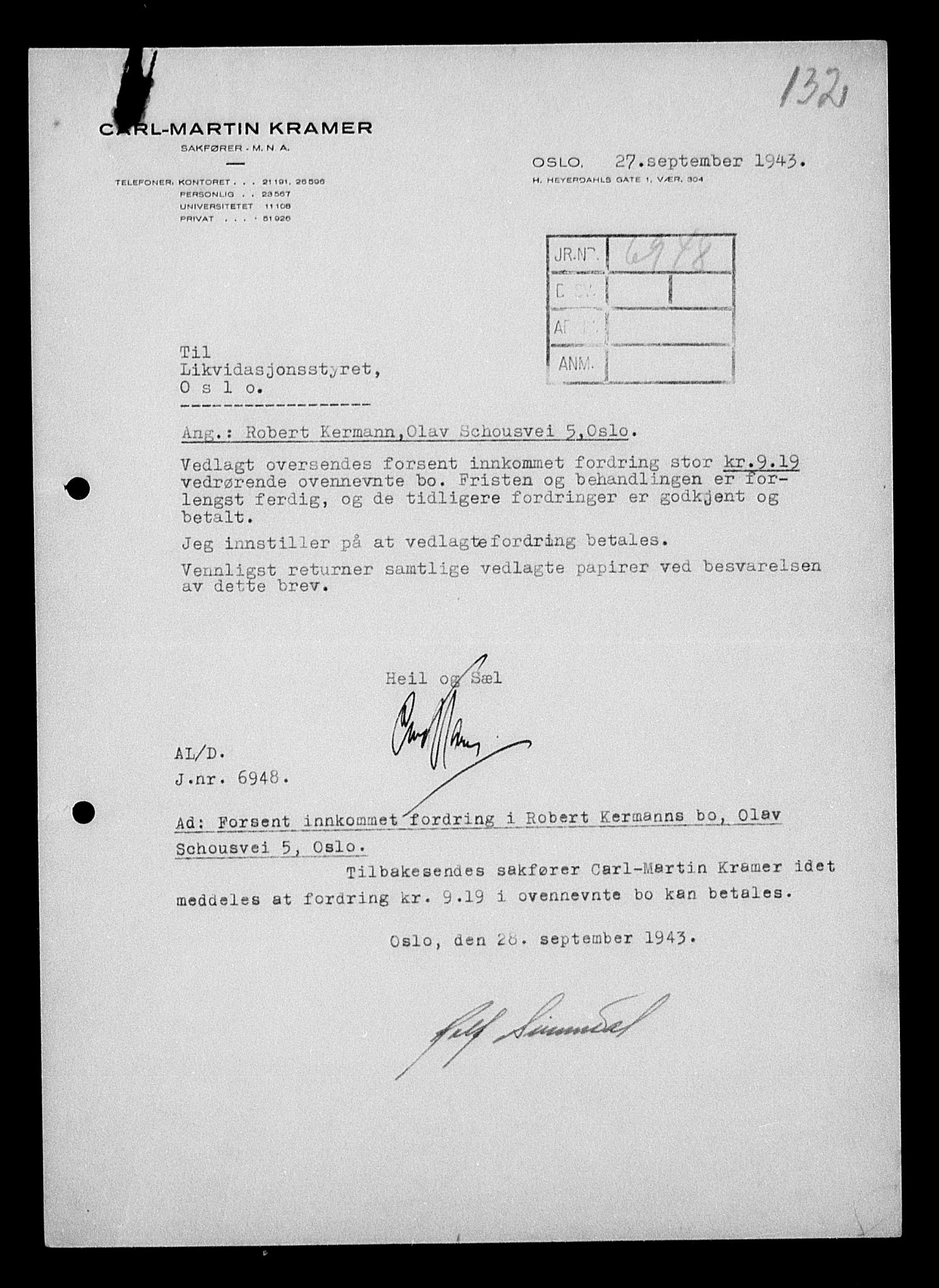 Justisdepartementet, Tilbakeføringskontoret for inndratte formuer, AV/RA-S-1564/H/Hc/Hcc/L0951: --, 1945-1947, s. 130