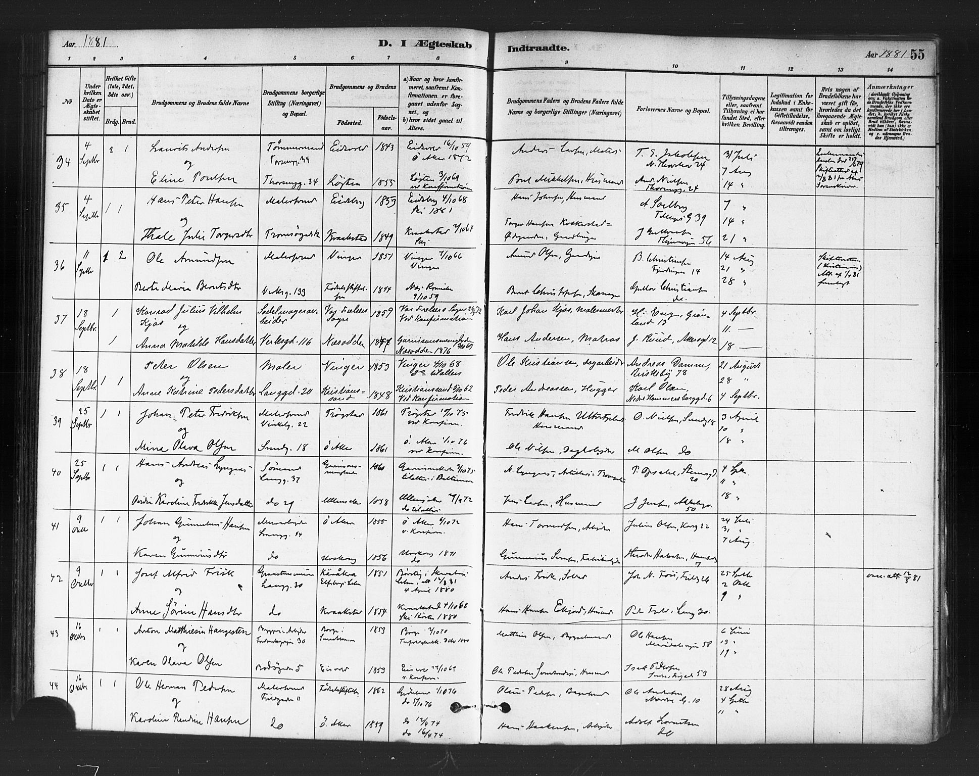 Petrus prestekontor Kirkebøker, AV/SAO-A-10872/F/Fa/L0002: Ministerialbok nr. I 2, 1881-1896, s. 55