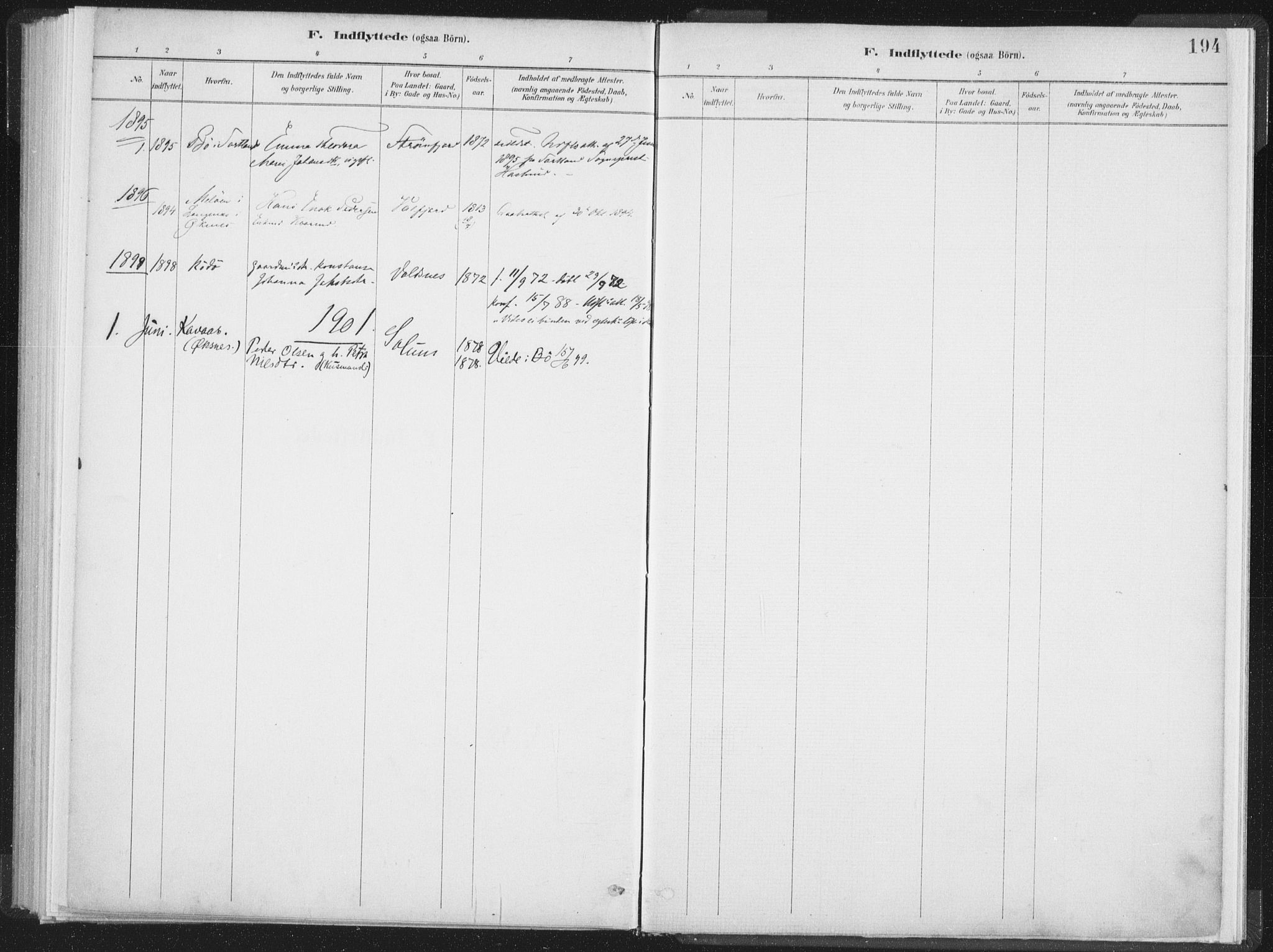 Ministerialprotokoller, klokkerbøker og fødselsregistre - Nordland, AV/SAT-A-1459/890/L1286: Ministerialbok nr. 890A01, 1882-1902, s. 194