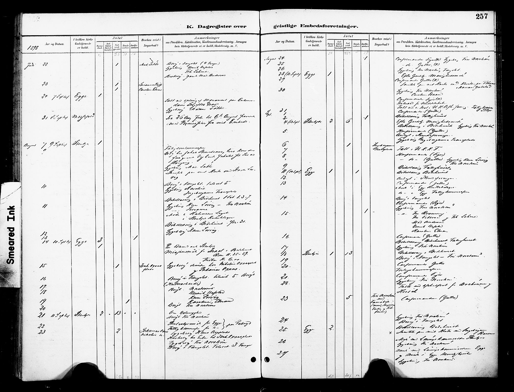Ministerialprotokoller, klokkerbøker og fødselsregistre - Nord-Trøndelag, AV/SAT-A-1458/739/L0372: Ministerialbok nr. 739A04, 1895-1903, s. 257