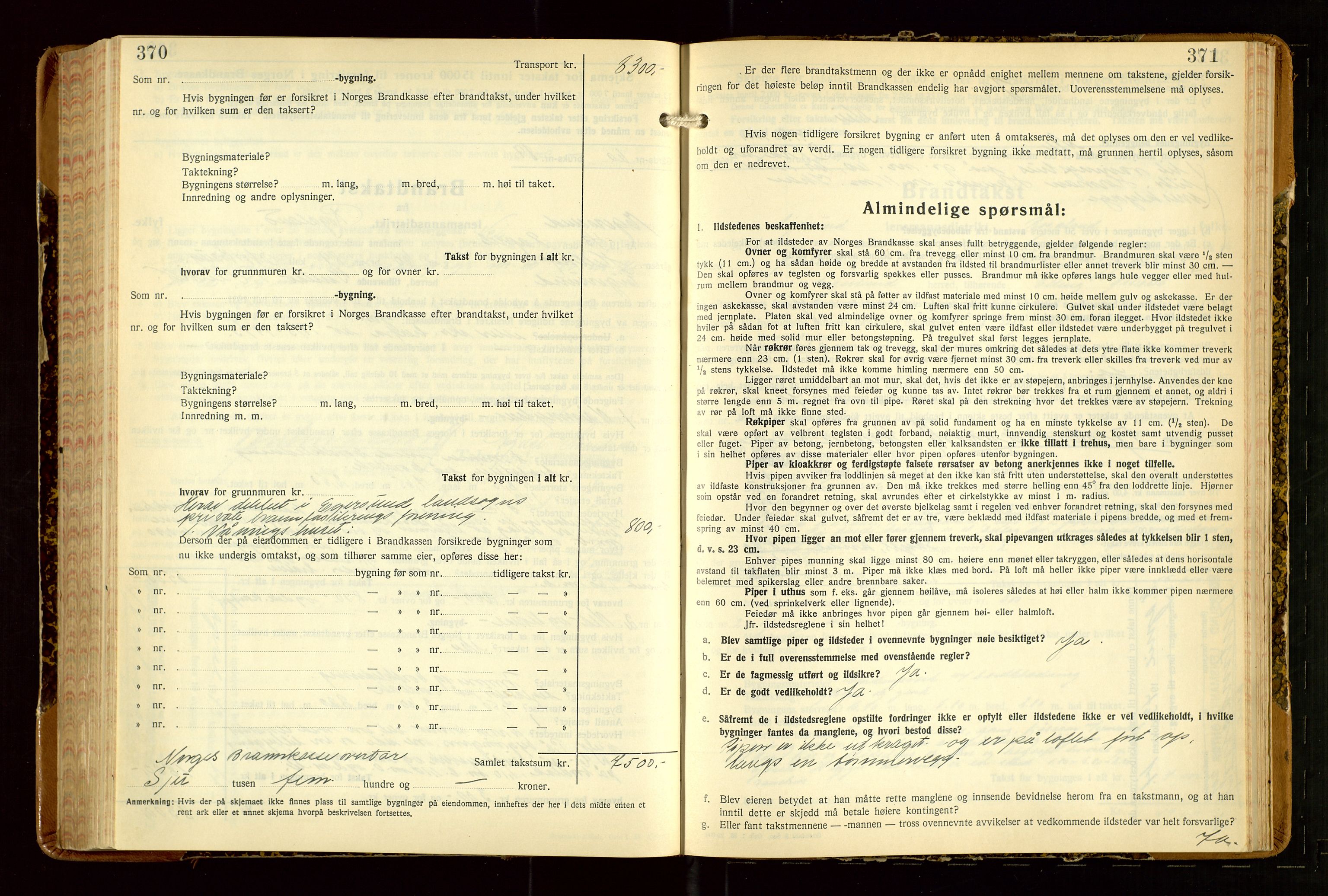 Eigersund lensmannskontor, AV/SAST-A-100171/Gob/L0007: "Brandtakstprotokoll", 1938-1955, s. 370-371