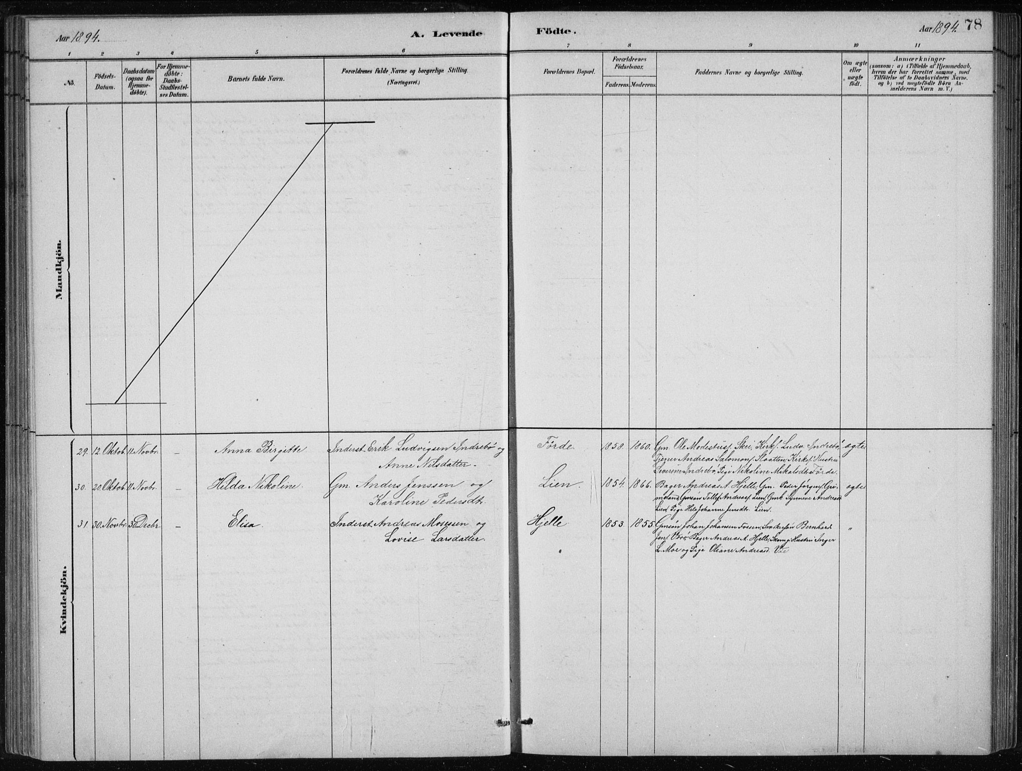 Førde sokneprestembete, SAB/A-79901/H/Hab/Haba/L0002: Klokkerbok nr. A 2, 1881-1898, s. 78