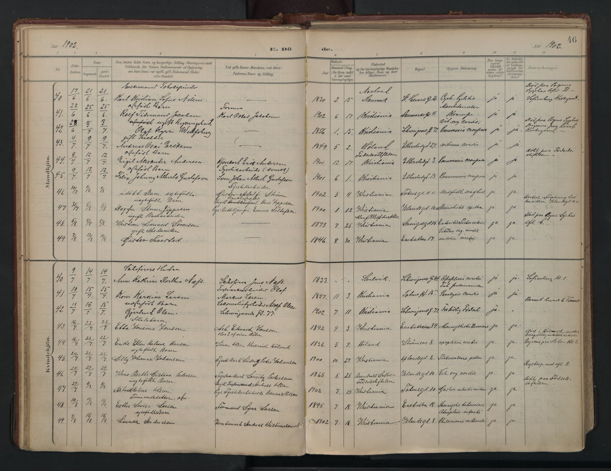 Vålerengen prestekontor Kirkebøker, AV/SAO-A-10878/F/Fa/L0003: Ministerialbok nr. 3, 1899-1930, s. 46