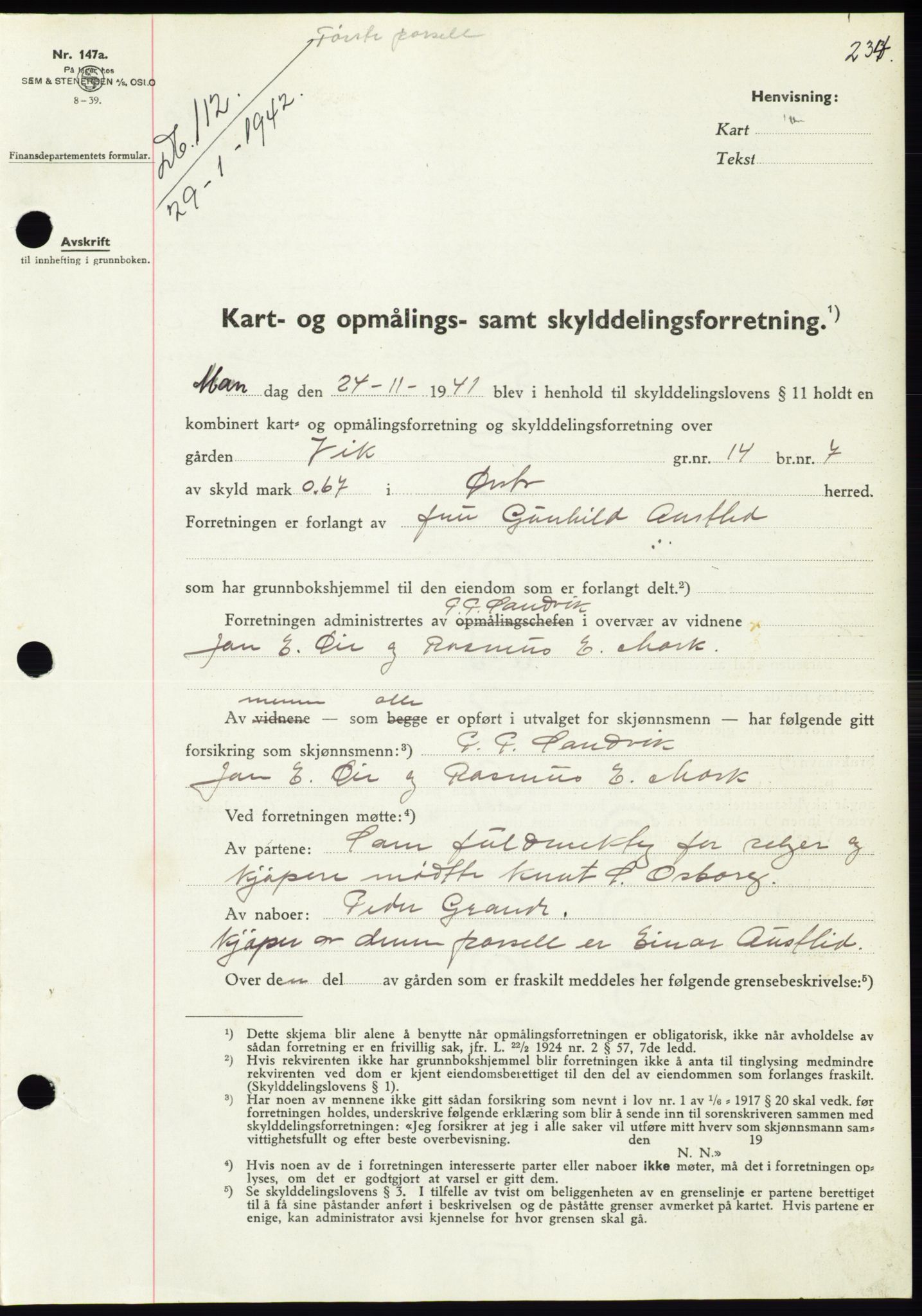 Søre Sunnmøre sorenskriveri, SAT/A-4122/1/2/2C/L0073: Pantebok nr. 67, 1941-1942, Dagboknr: 112/1942