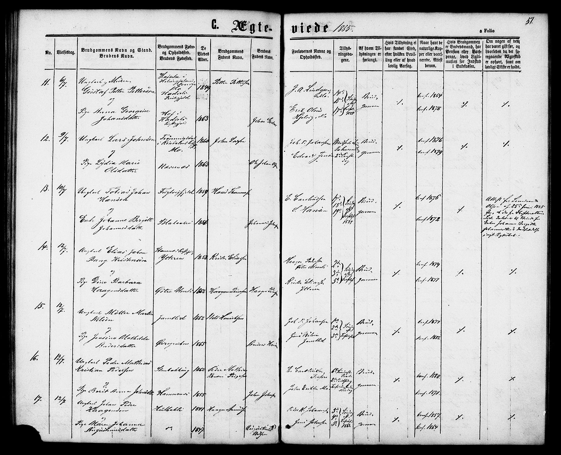 Ministerialprotokoller, klokkerbøker og fødselsregistre - Nordland, AV/SAT-A-1459/827/L0395: Ministerialbok nr. 827A07, 1864-1886, s. 51