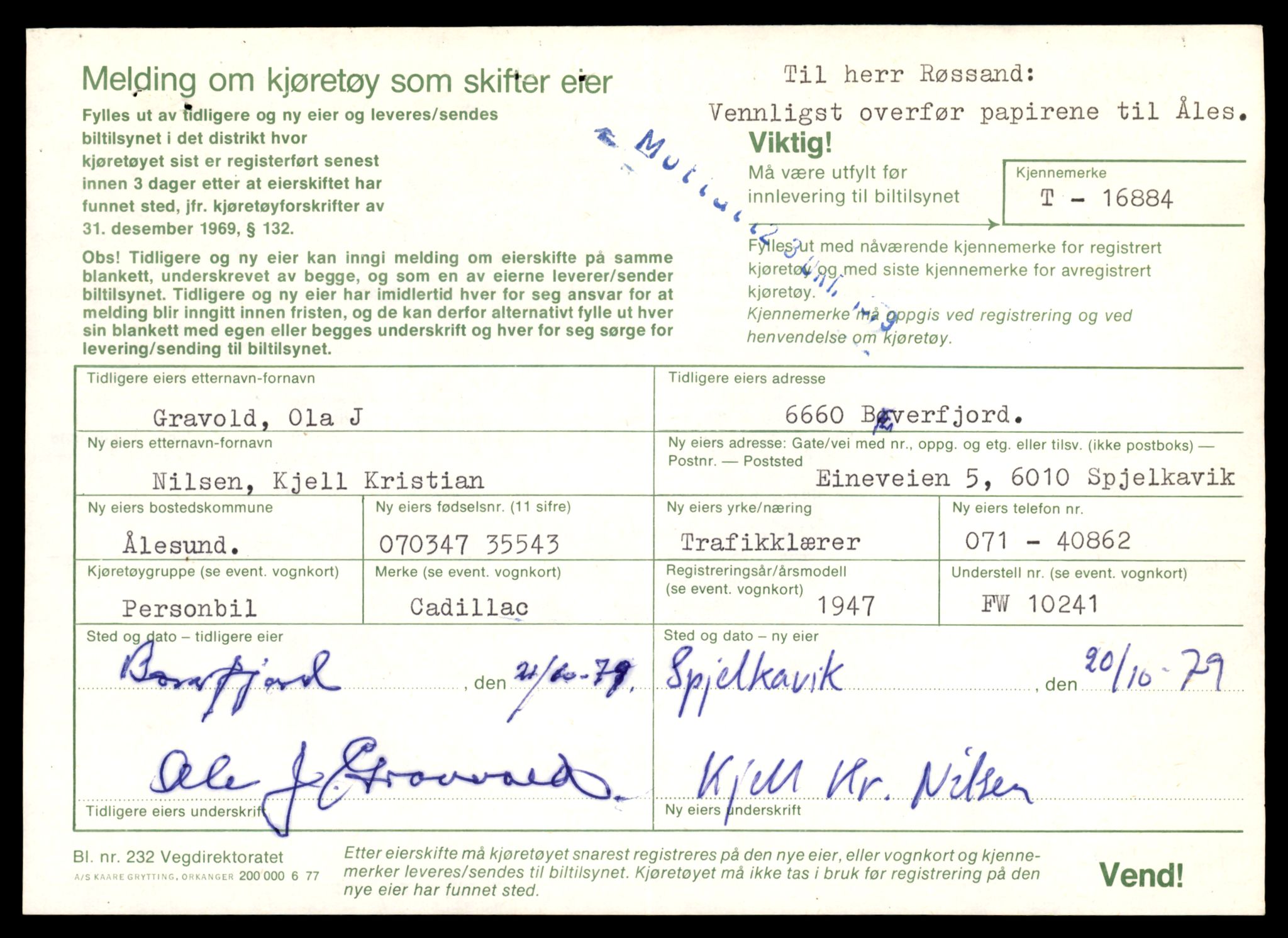 Møre og Romsdal vegkontor - Ålesund trafikkstasjon, SAT/A-4099/F/Fe/L0049: Registreringskort for kjøretøy T 14864 - T 18613, 1927-1998, s. 3305