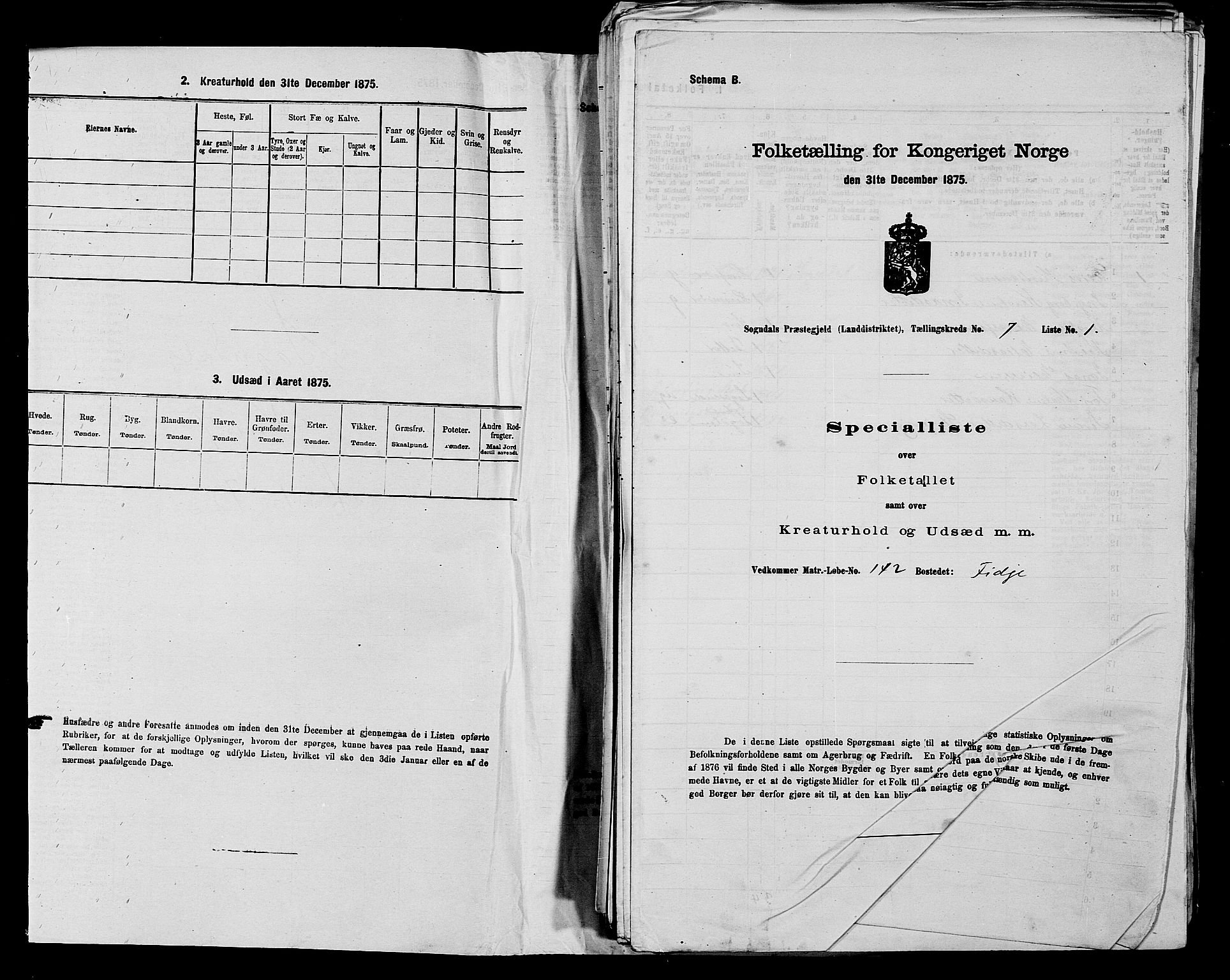 SAST, Folketelling 1875 for 1111L Sokndal prestegjeld, Sokndal landsokn, 1875, s. 564