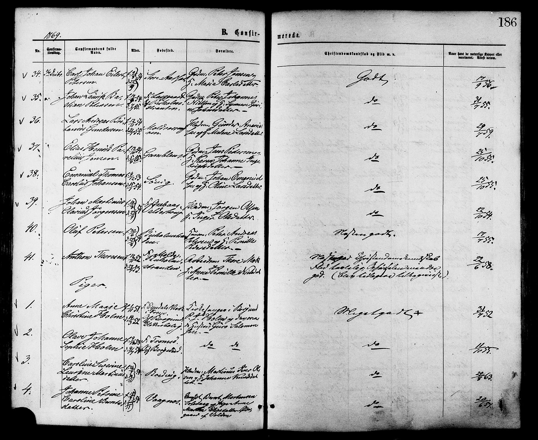 Ministerialprotokoller, klokkerbøker og fødselsregistre - Møre og Romsdal, AV/SAT-A-1454/528/L0399: Ministerialbok nr. 528A10, 1864-1879, s. 186