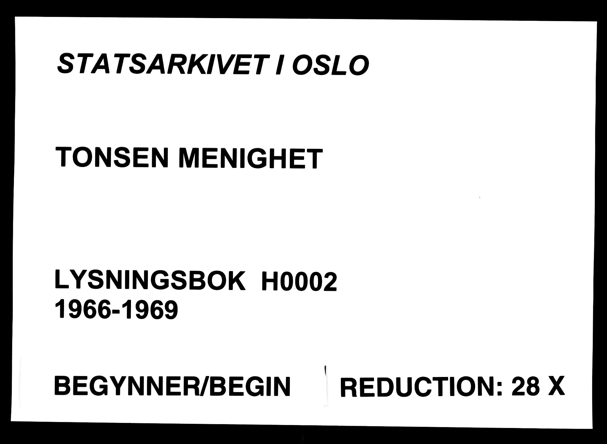 Tonsen prestekontor Kirkebøker, SAO/A-10322a/H/Ha/L0002: Lysningsprotokoll nr. 2, 1966-1969