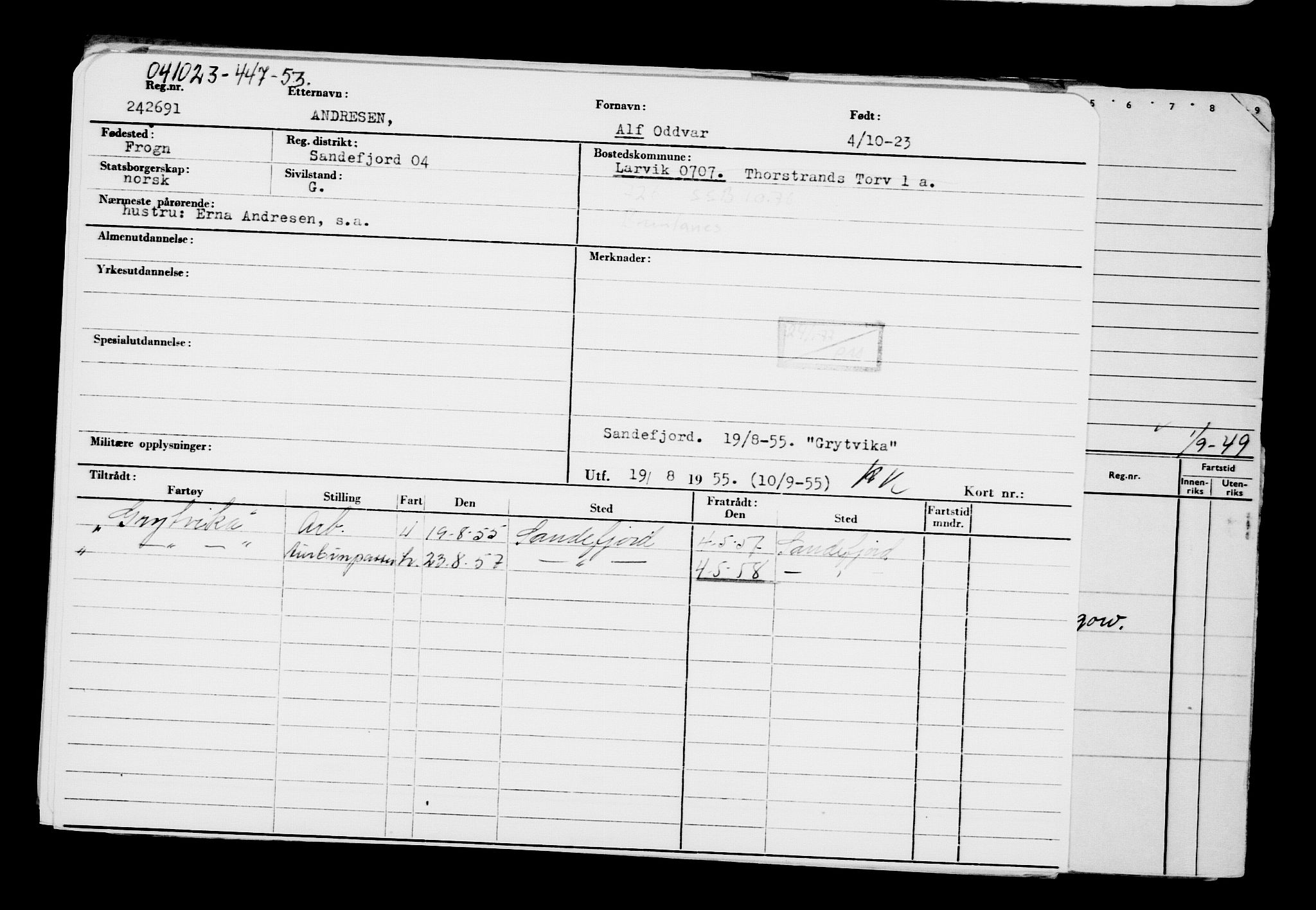 Direktoratet for sjømenn, AV/RA-S-3545/G/Gb/L0223: Hovedkort, 1923, s. 572