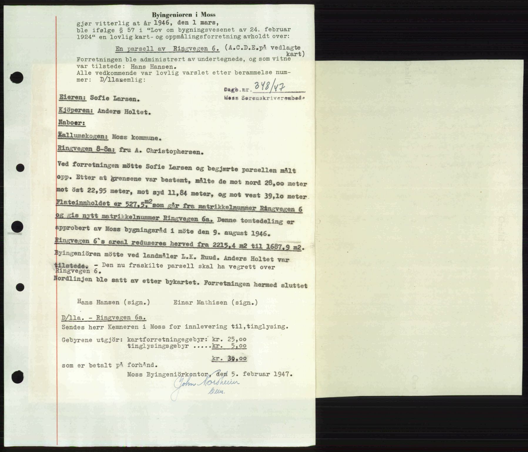Moss sorenskriveri, SAO/A-10168: Pantebok nr. A17, 1947-1947, Dagboknr: 348/1947