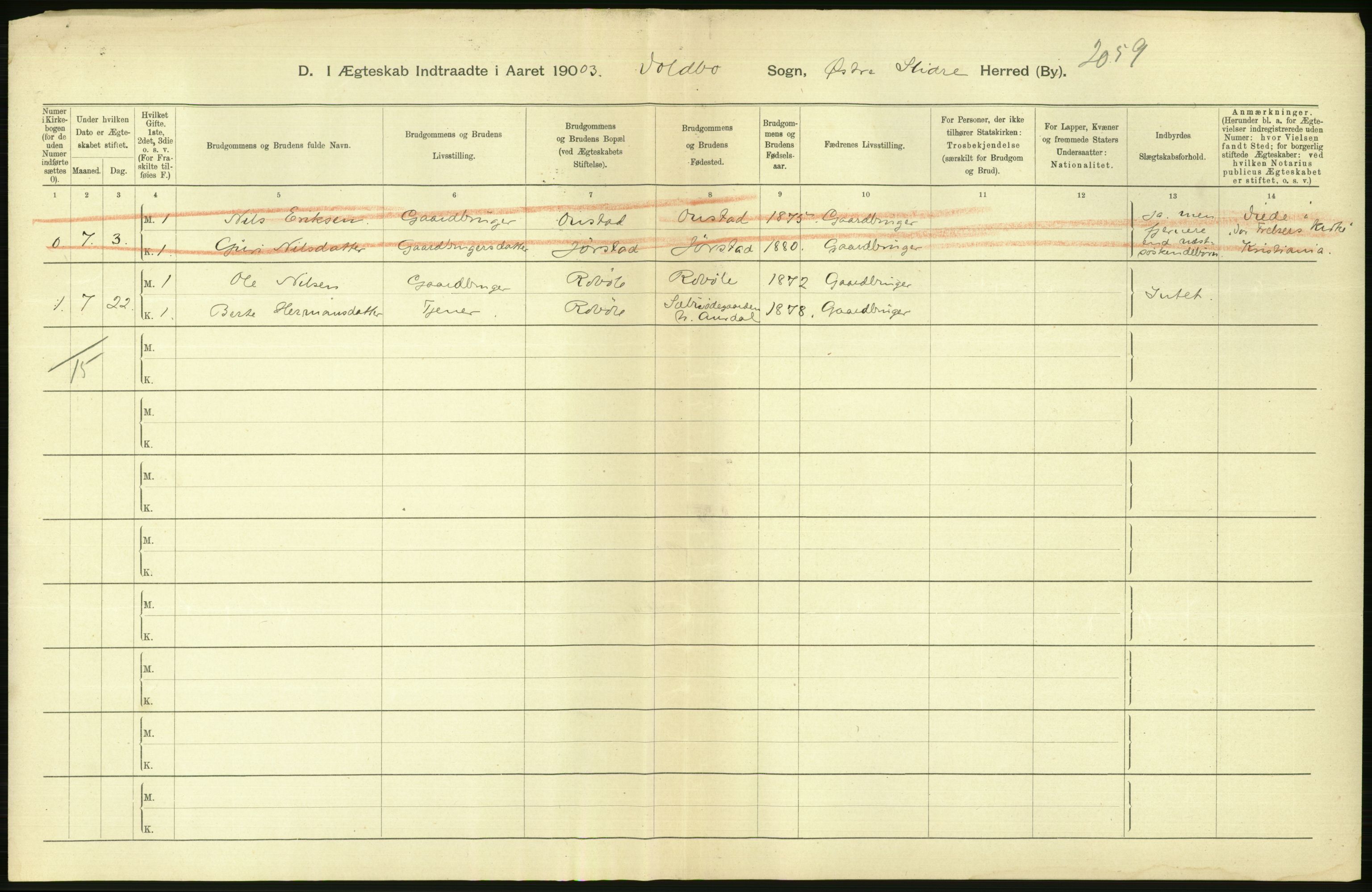 Statistisk sentralbyrå, Sosiodemografiske emner, Befolkning, AV/RA-S-2228/D/Df/Dfa/Dfaa/L0006: Kristians amt: Fødte, gifte, døde, 1903, s. 426