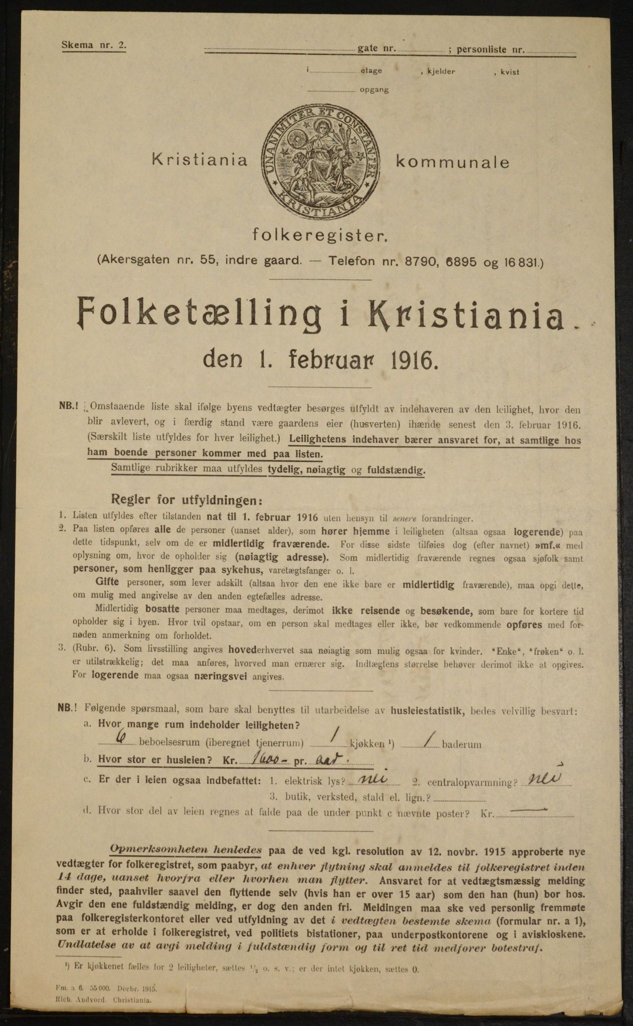 OBA, Kommunal folketelling 1.2.1916 for Kristiania, 1916, s. 112344