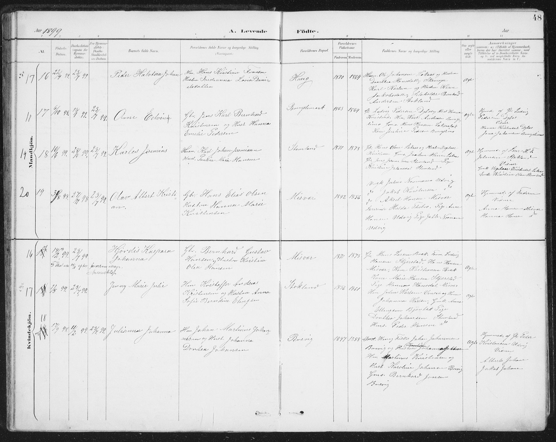 Ministerialprotokoller, klokkerbøker og fødselsregistre - Nordland, AV/SAT-A-1459/852/L0741: Ministerialbok nr. 852A11, 1894-1917, s. 48