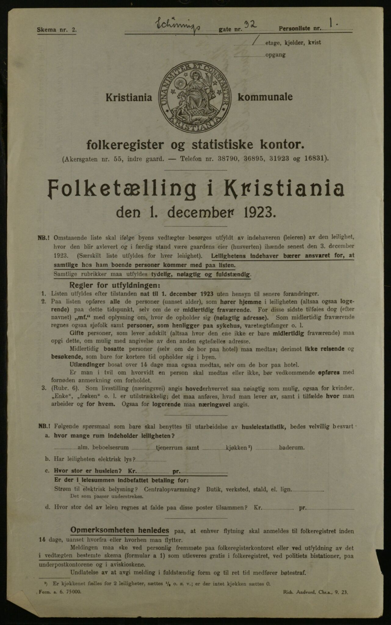 OBA, Kommunal folketelling 1.12.1923 for Kristiania, 1923, s. 103933