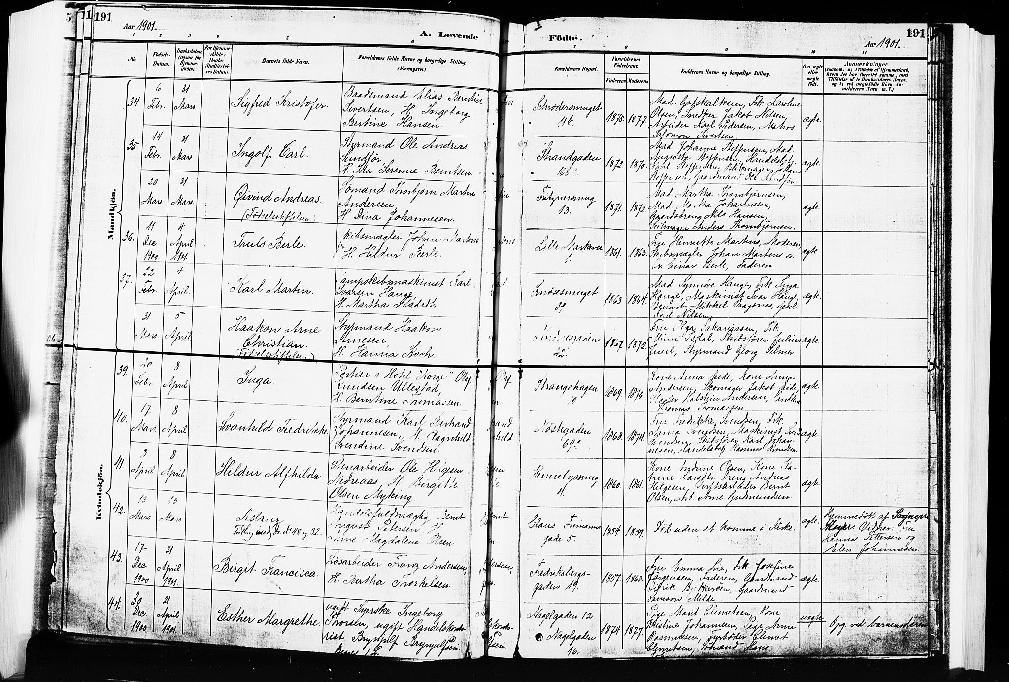 Nykirken Sokneprestembete, AV/SAB-A-77101/H/Hab: Klokkerbok nr. B 4, 1900-1903, s. 191