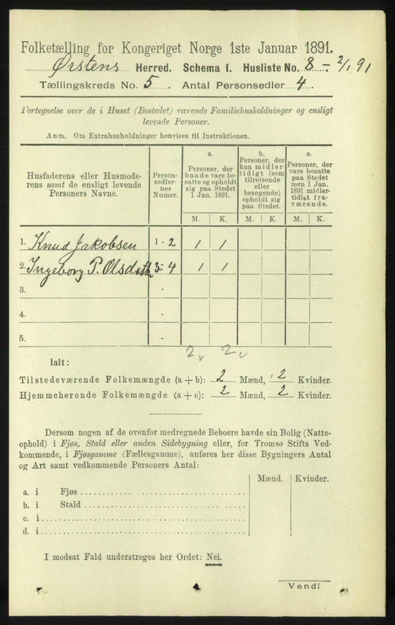 RA, Folketelling 1891 for 1520 Ørsta herred, 1891, s. 2197