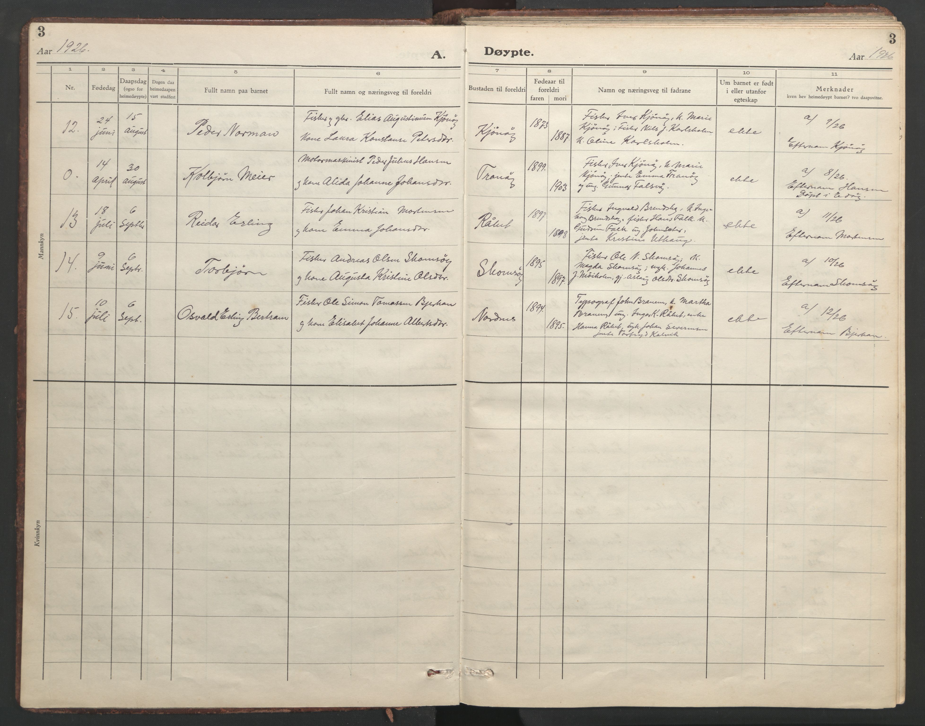 Ministerialprotokoller, klokkerbøker og fødselsregistre - Møre og Romsdal, SAT/A-1454/582/L0950: Klokkerbok nr. 582C02, 1926-1950, s. 3