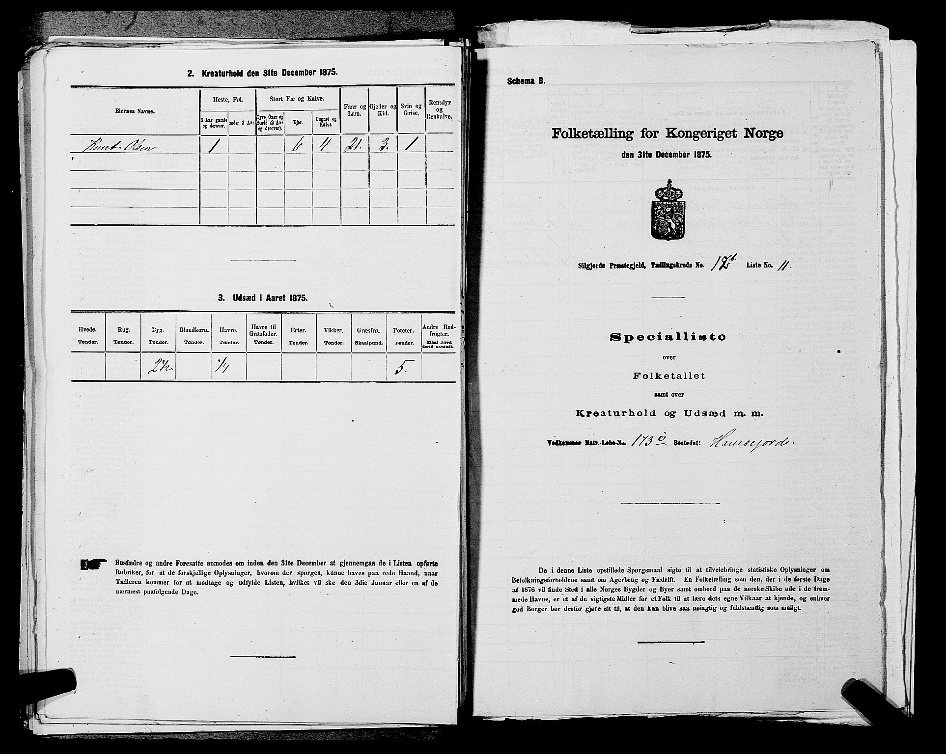 SAKO, Folketelling 1875 for 0828P Seljord prestegjeld, 1875, s. 1376