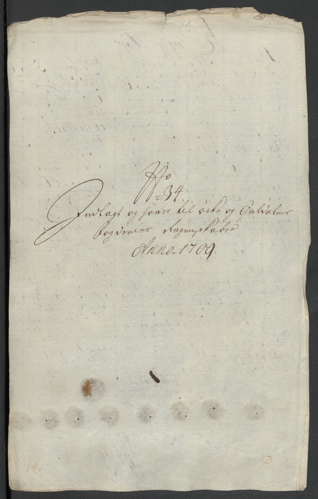 Rentekammeret inntil 1814, Reviderte regnskaper, Fogderegnskap, RA/EA-4092/R60/L3959: Fogderegnskap Orkdal og Gauldal, 1709, s. 370