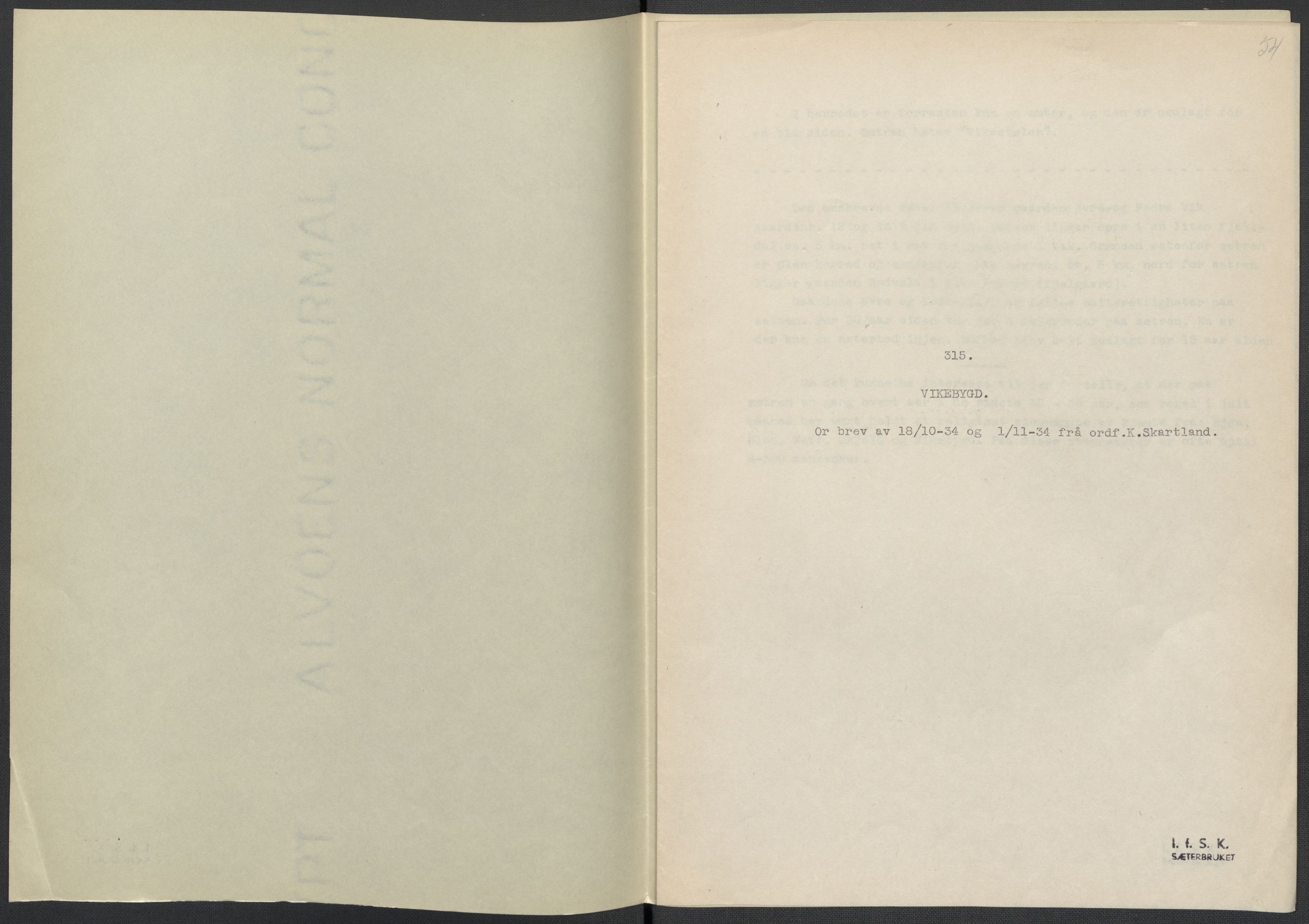 Instituttet for sammenlignende kulturforskning, AV/RA-PA-0424/F/Fc/L0009/0003: Eske B9: / Hordaland (perm XXIV), 1933-1938, s. 54