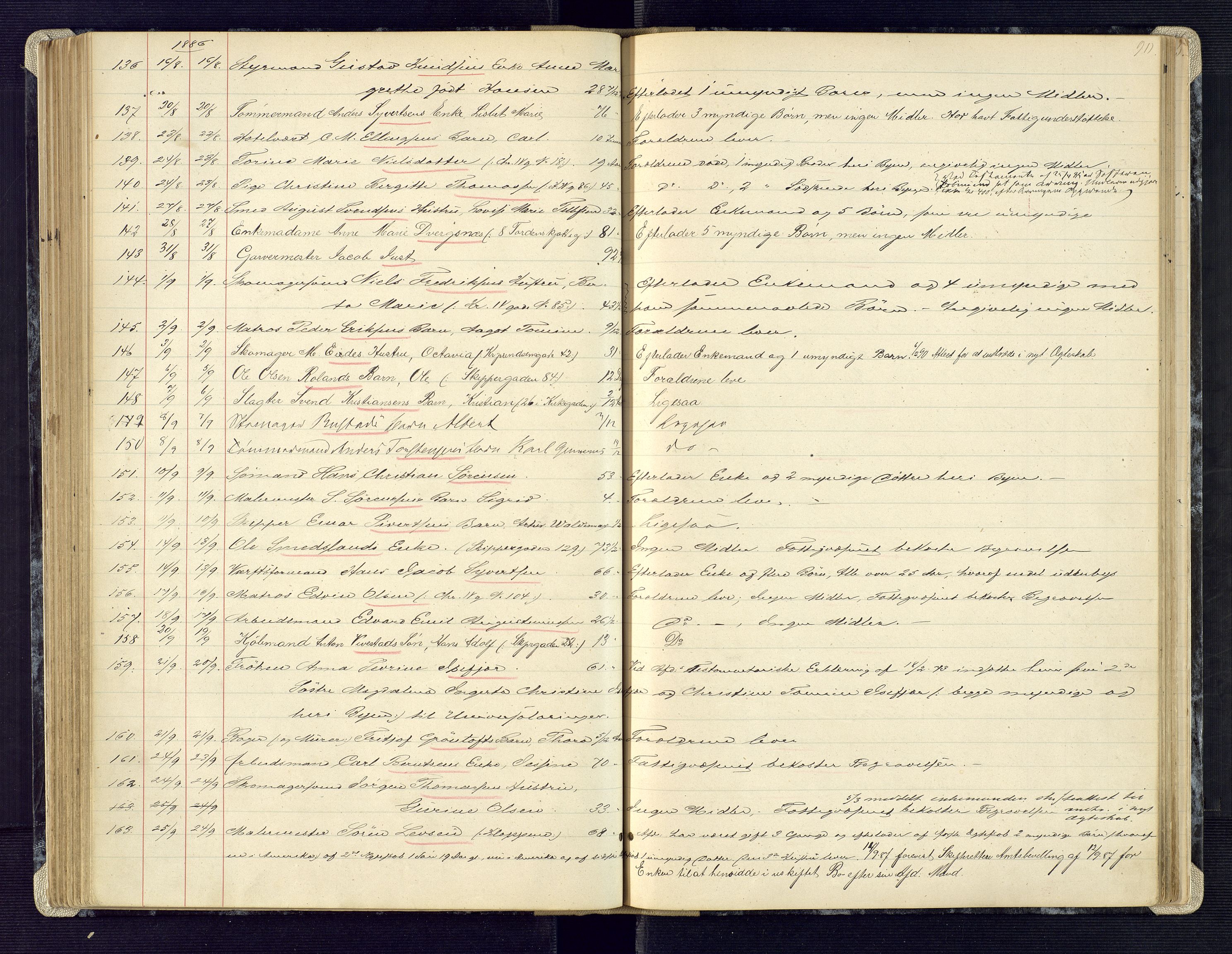 Kristiansand byrett, AV/SAK-1223-0001/H/Ha/L0006: Anmeldte dødsfall, 1878-1892, s. 90