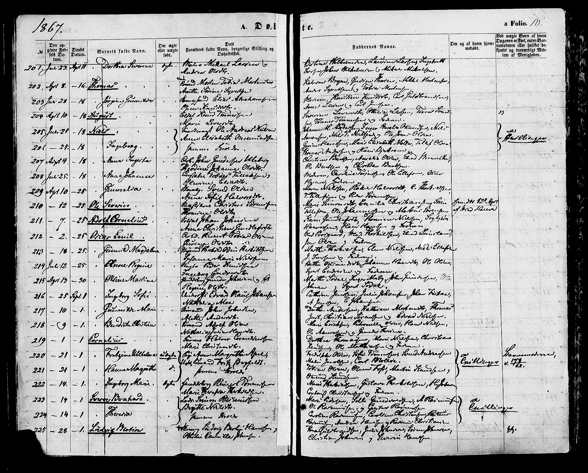 Kristiansand domprosti, AV/SAK-1112-0006/F/Fa/L0015: Ministerialbok nr. A 15, 1867-1880, s. 10
