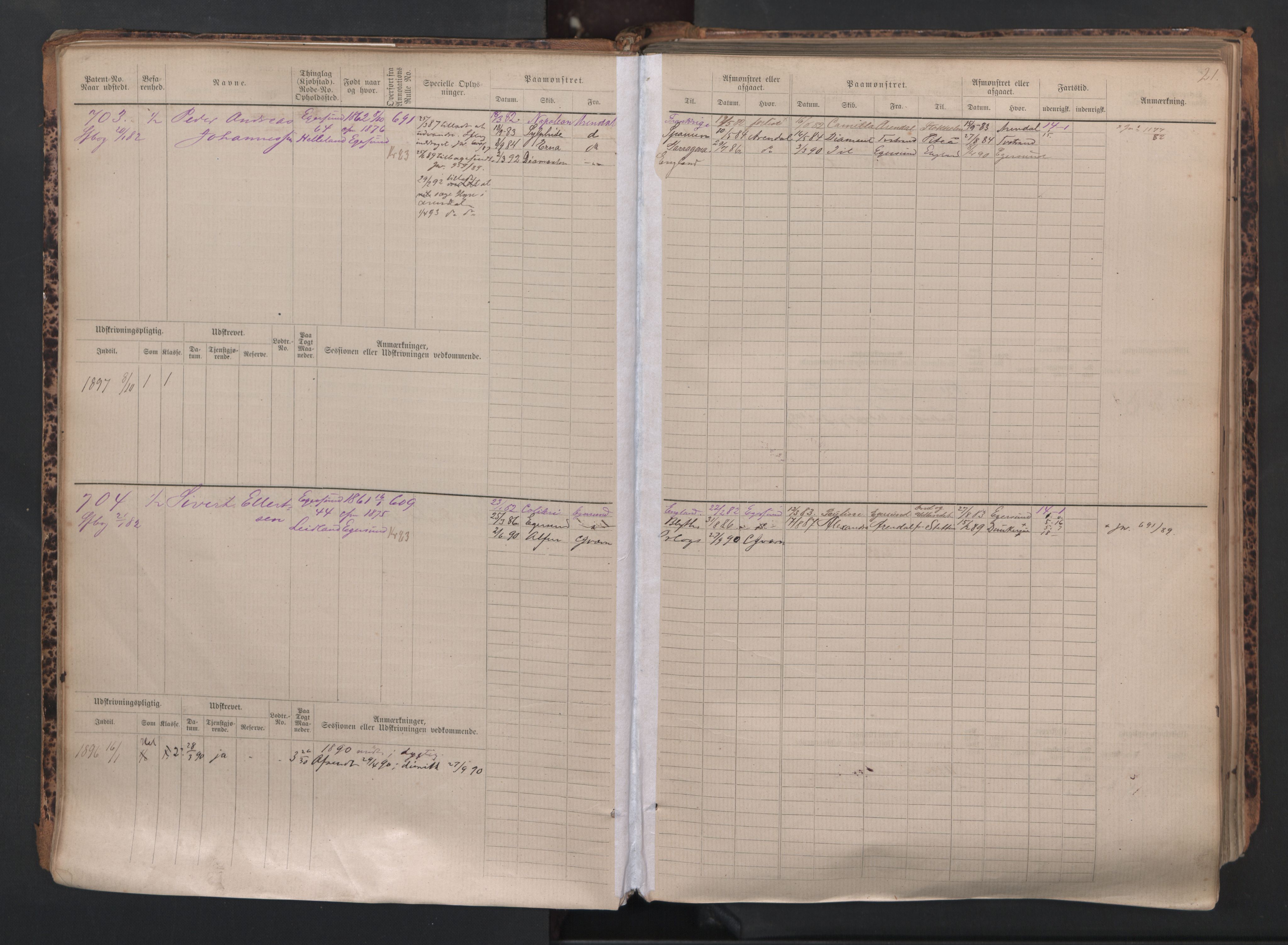 Egersund mønstringskrets, SAK/2031-0019/F/Fb/L0002: Hovedrulle nr 667-1330, O-4, 1880-1940, s. 22